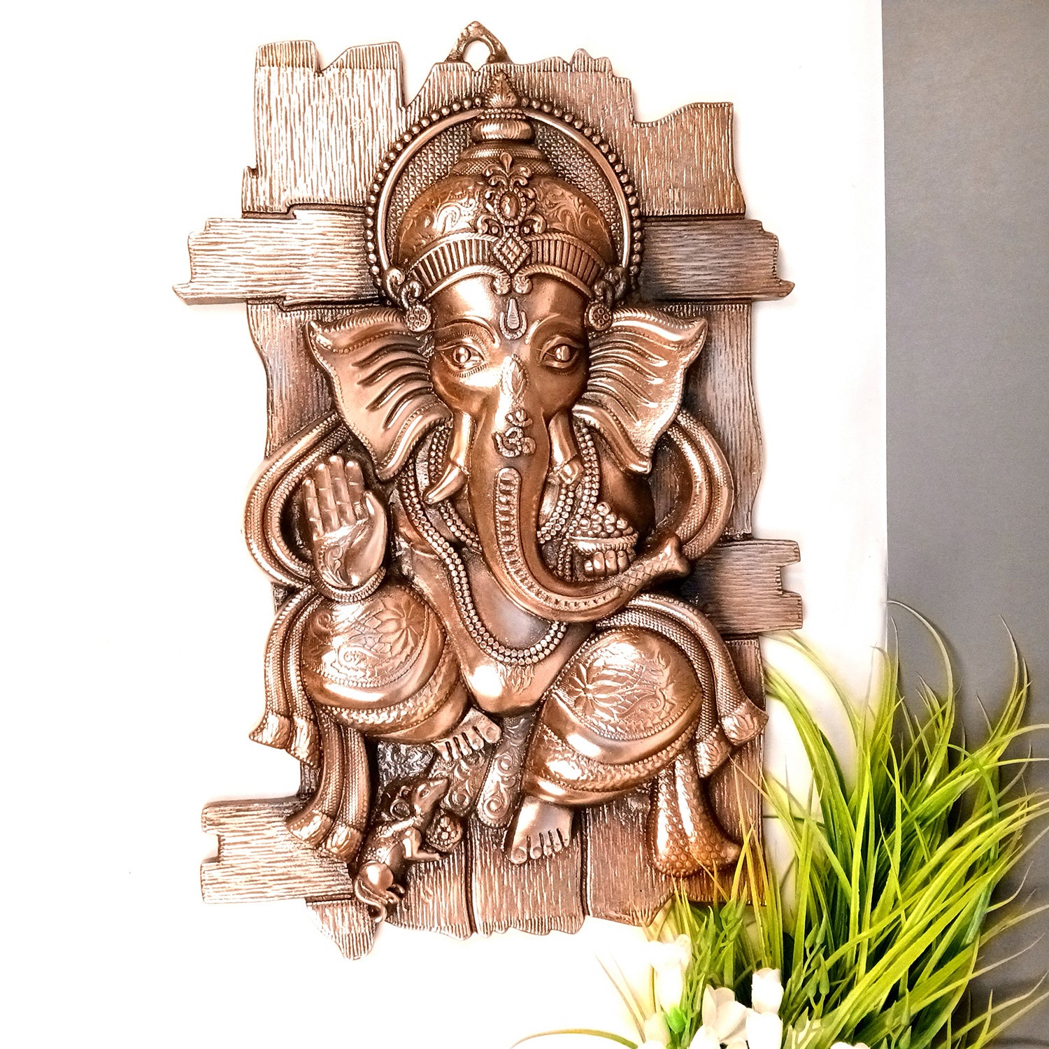 Ganesh Wall Hanging Statue | Ganesha Wall Idol for Puja, Home, Living Room Decor | Diwali & Housewarming Gift - 24 Inch - Apkamart