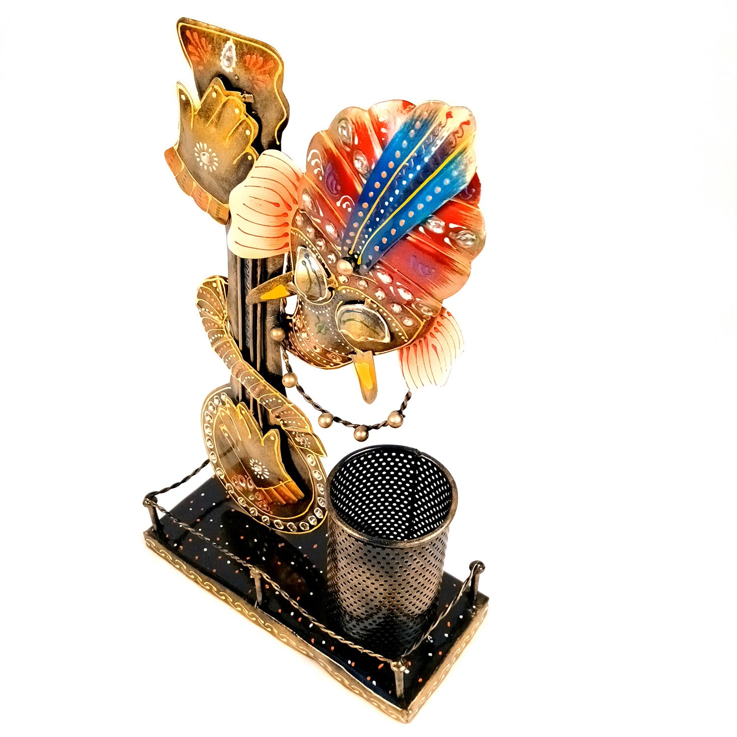 Ganesha Pen Holder Showpiece | Stationary Organizers | Multipurpose Cutlery Spoon Stand - For Study Table, Desk, Office, Dining Table, Home Decor - Apkamart