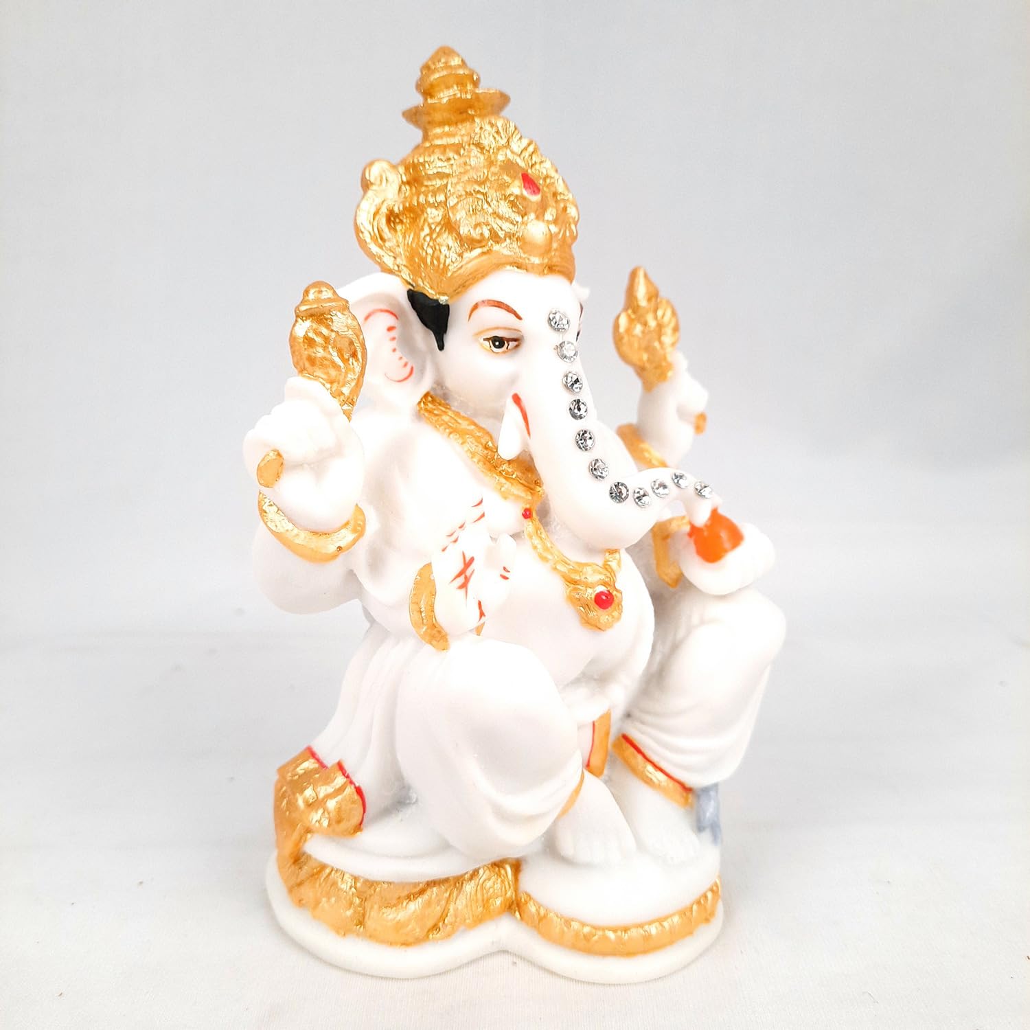 Ganesh Statue With Marble Finish | Exclusive Ganesha Murti | Ganpati Idol - Puja, Home, Office Desk, Table Decor, Diwali Gift - 5 Inch - apkamart #Style_design 3