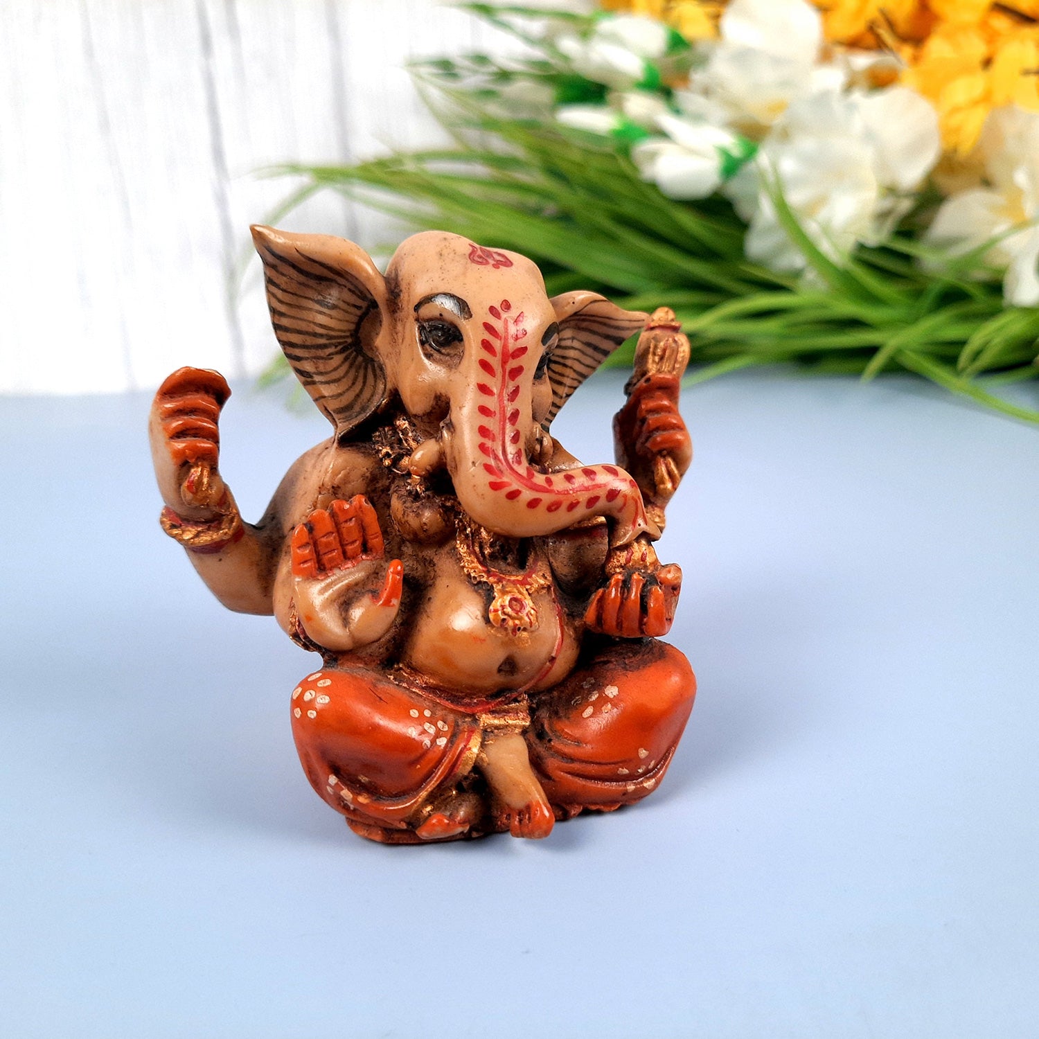 Ganesh Idol Murti | Shri Ganesha Statue | Ganpati Murti - for Puja, Home, Office Desk, Table, Living Room Decor & Gifts - 4 Inch - apkamart