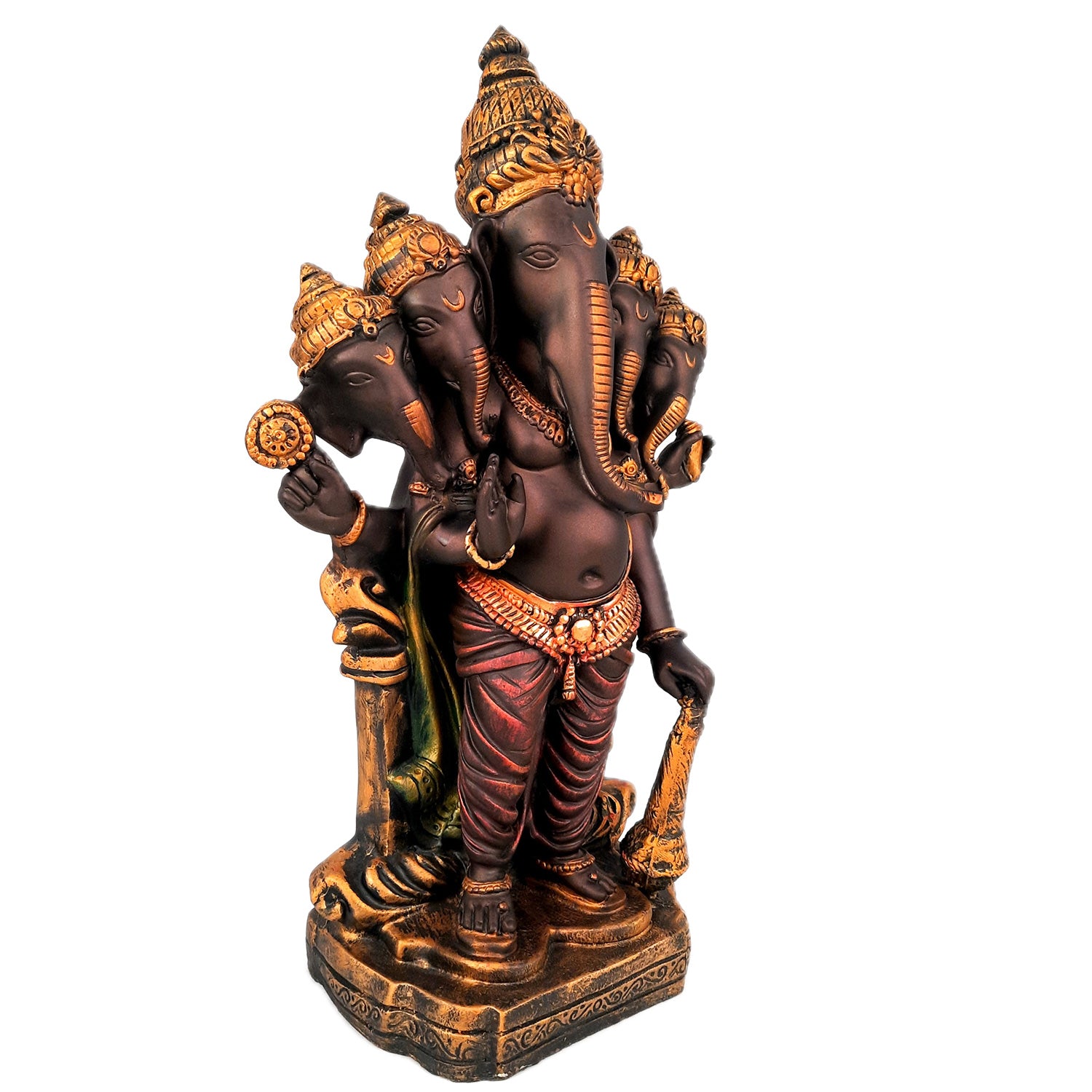 Panchmukhi Ganesh Idol | Big Lord Ganesha Statue Murti - for Puja, Home & Entrance Living Room Decor & Gift - 18 Inch - apkamart #Color_Brown