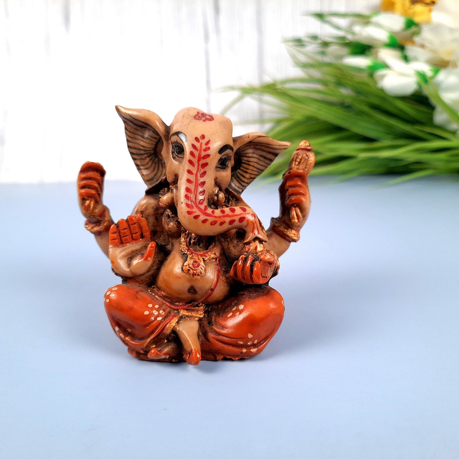 Ganesh Idol Murti | Shri Ganesha Statue | Ganpati Murti - for Puja, Home, Office Desk, Table, Living Room Decor & Gifts - 4 Inch - apkamart