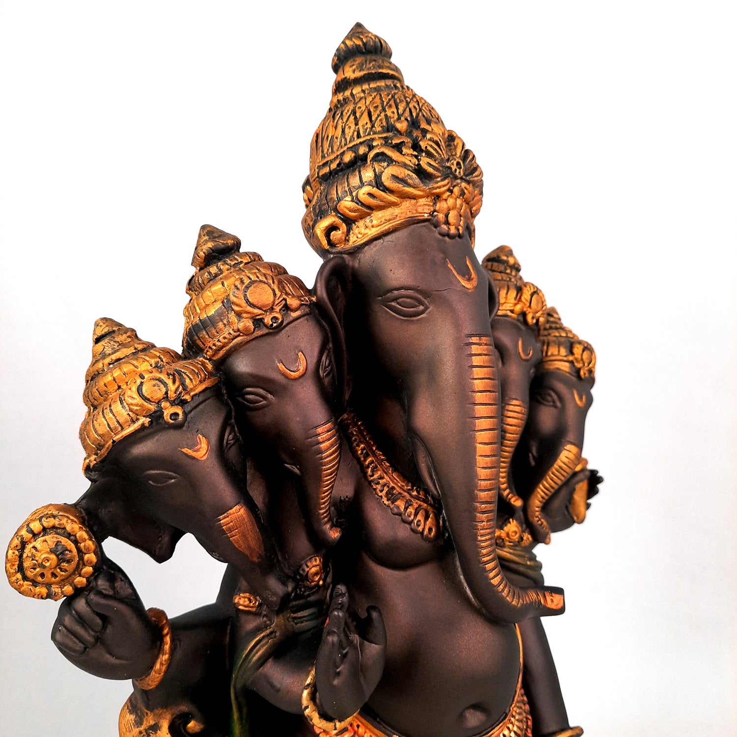 Panchmukhi Ganesh Idol | Big Lord Ganesha Statue Murti - for Puja, Home & Entrance Living Room Decor & Gift - 18 Inch - apkamart #Color_Brown