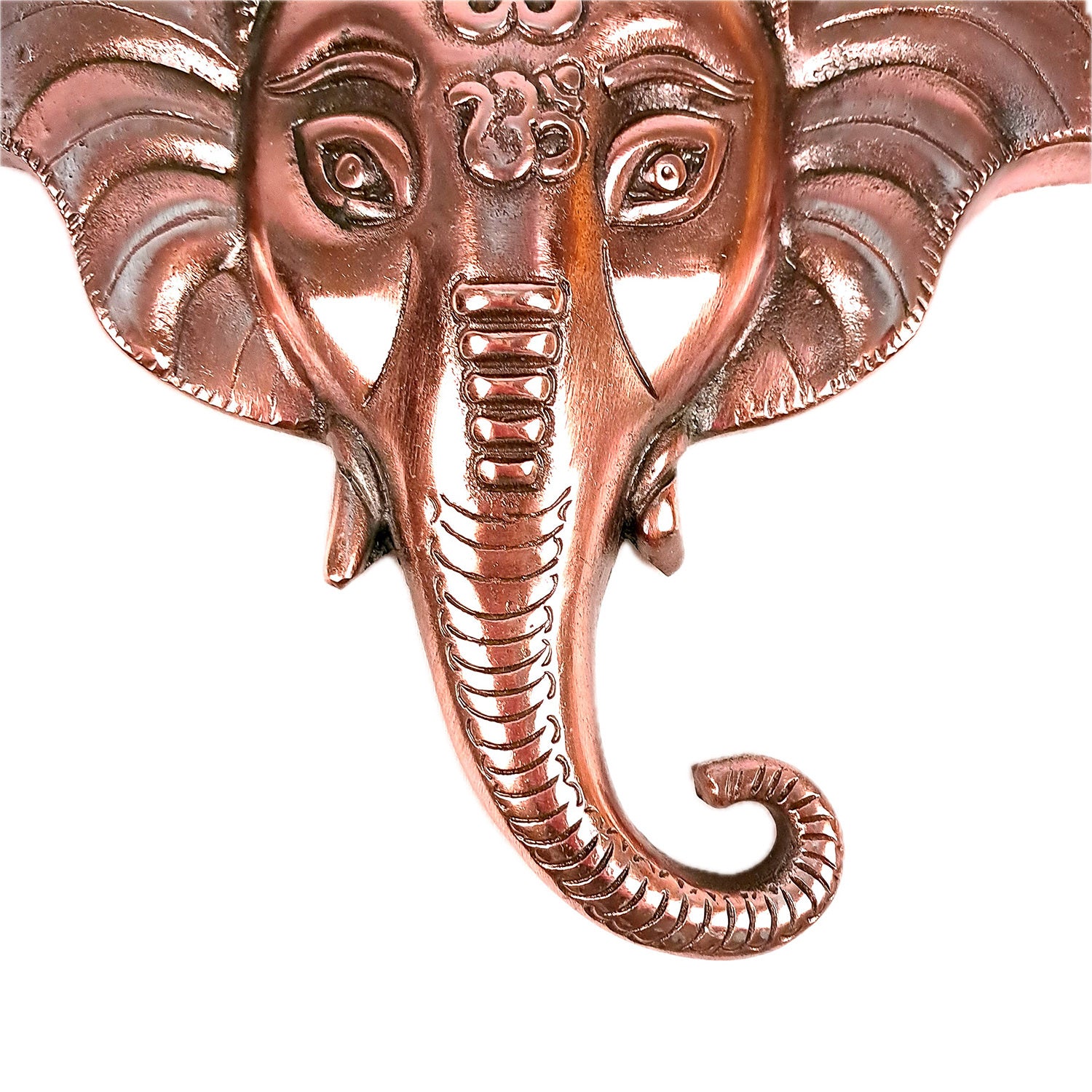 Ganesh Wall Hanging Statue | Lord Ganesha Face Wall Idol - For Puja, Home, Wall, Entrance, Living Room Decor & Gift - 13 Inch - Apkamart