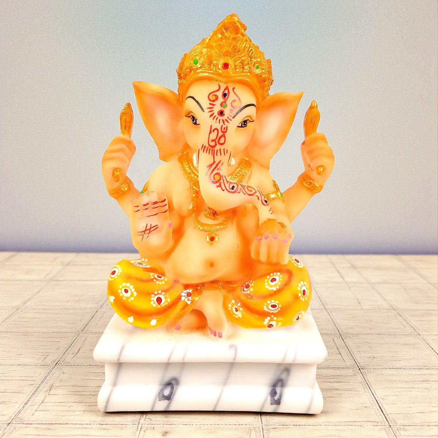 Ganesh Ji Statue | Lord Ganesha Idol for Home, Pooja Room & Vastu | Religious Table Decor, Diwali & Housewarming Gift - 9 Inch - Apkamart