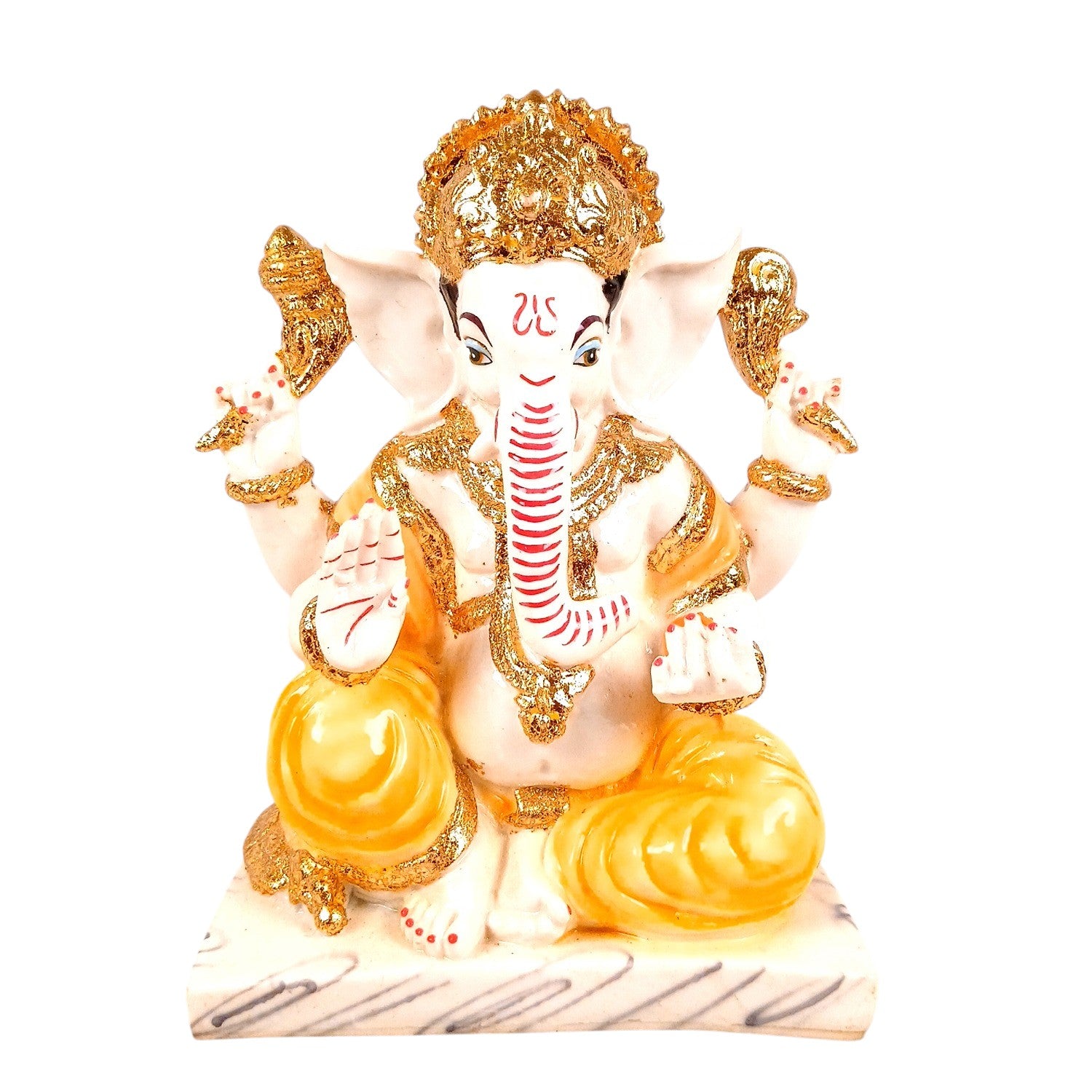 Ganesh Ji Statue | Lord Ganesha Idol for Home, Pooja Room & Vastu | Religious Table Decor, Diwali & Housewarming Gift - 9 Inch - Apkamart