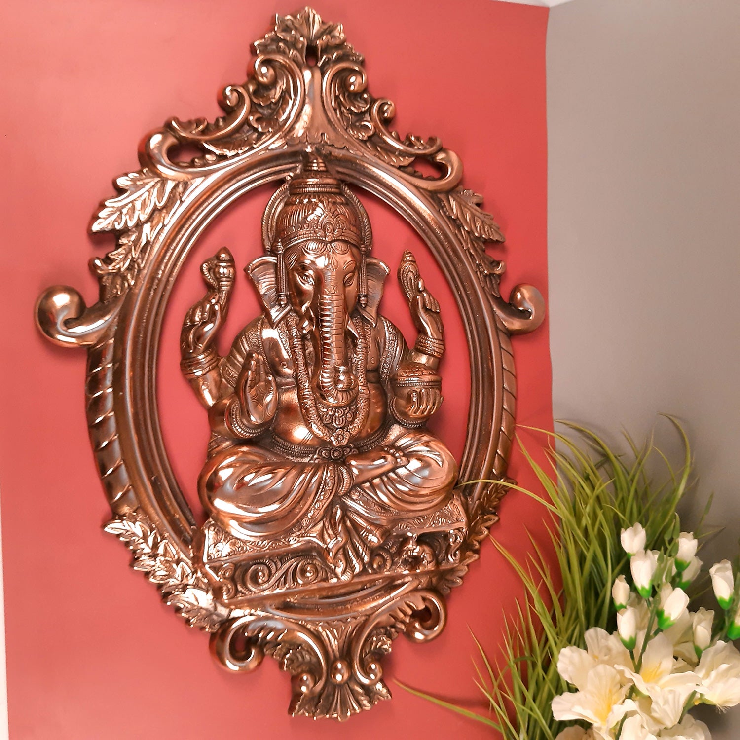 Ganesh Idol Wall Hanging | Big Lord Ganesha Wall Statue Decor | Religious & Spiritual Wall Art - For Puja, Home & Entrance Living Room & Gift - Apkamart