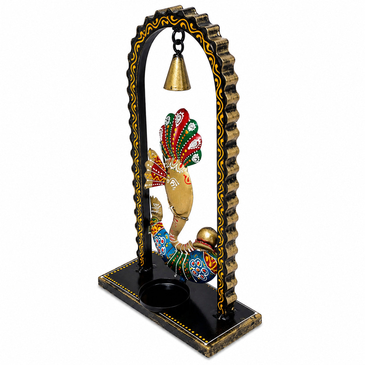 Ganesh Candle Holder Wall Hanging & Table Decor | Handcrafted Metal Tealight Holder for Home, Pooja Room, Diwali & Housewarming Gift-12 Inch