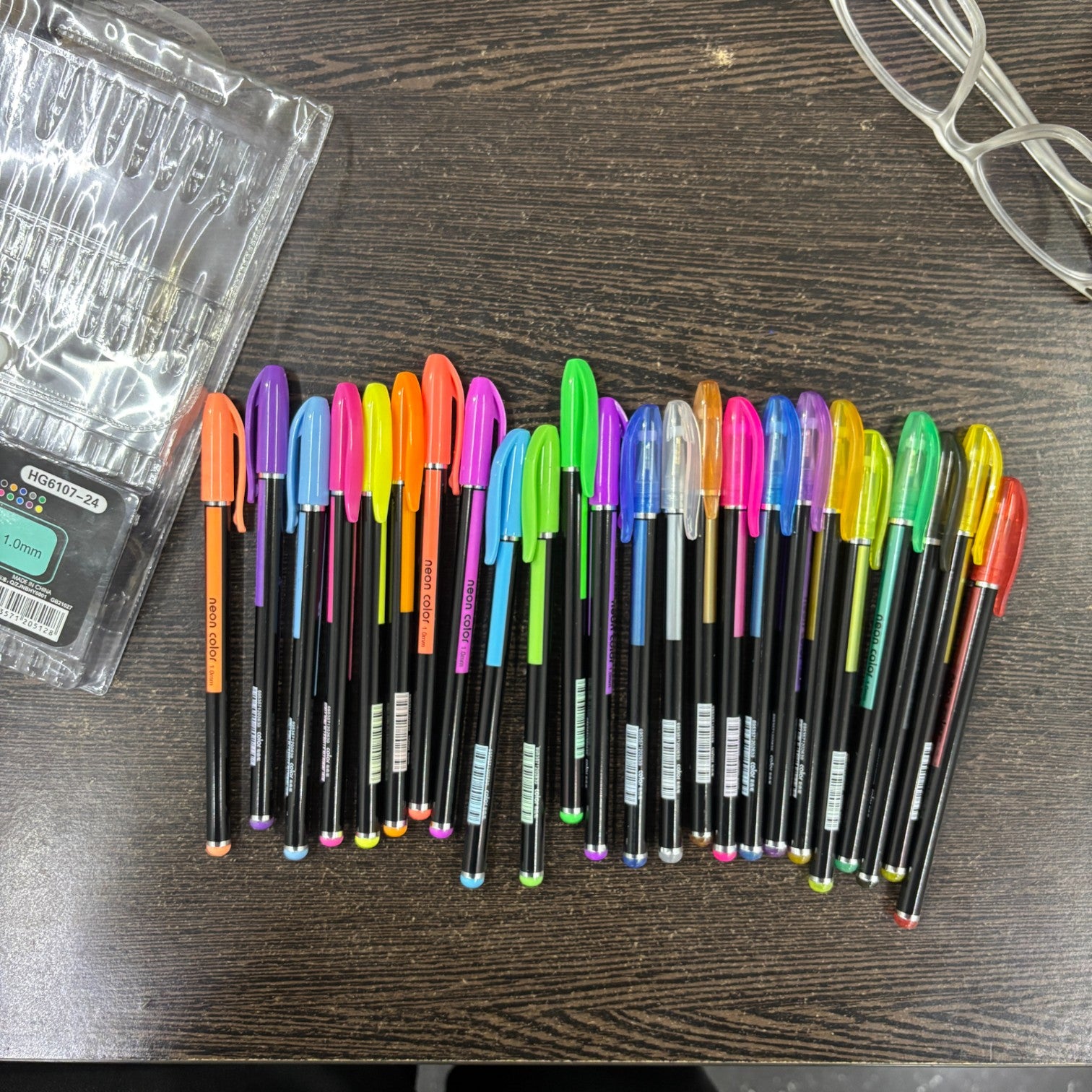 Neon Gel Pen Set | 24 Fluorescent Highlighter Gel Pens in Each Pack | Smooth Writing & Drawing Pens for Kids, Students, Artists, Art & Craft Stationery