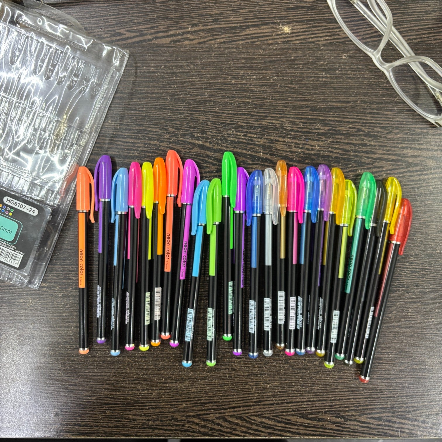 Neon Gel Pen Set | 24 Fluorescent Highlighter Gel Pens in Each Pack | Smooth Writing & Drawing Pens for Kids, Students, Artists, Art & Craft Stationery