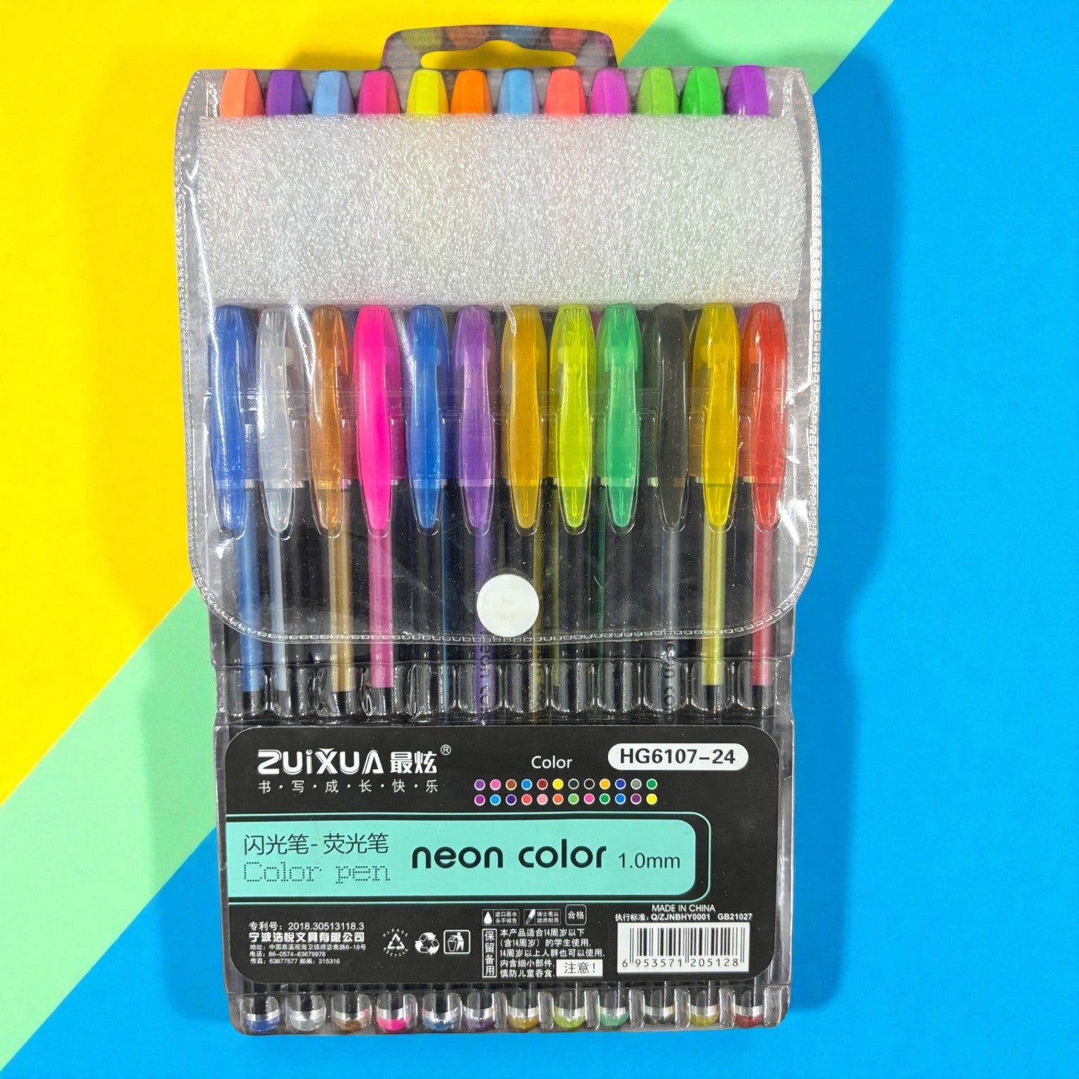 Neon Gel Pen Set | 24 Fluorescent Highlighter Gel Pens in Each Pack | Smooth Writing & Drawing Pens for Kids, Students, Artists, Art & Craft Stationery - Apkamart #Style_Pack Of 1