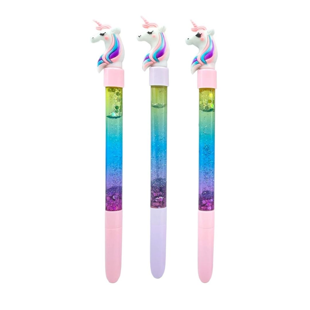 Glitter Gel Pen | Fancy Pen - Unicorn & Peppa Pig Design - for Kids, Girls, Boys, Students, School, Birthday Gift & Return Gifts - Apkamart #Style_pack of 3