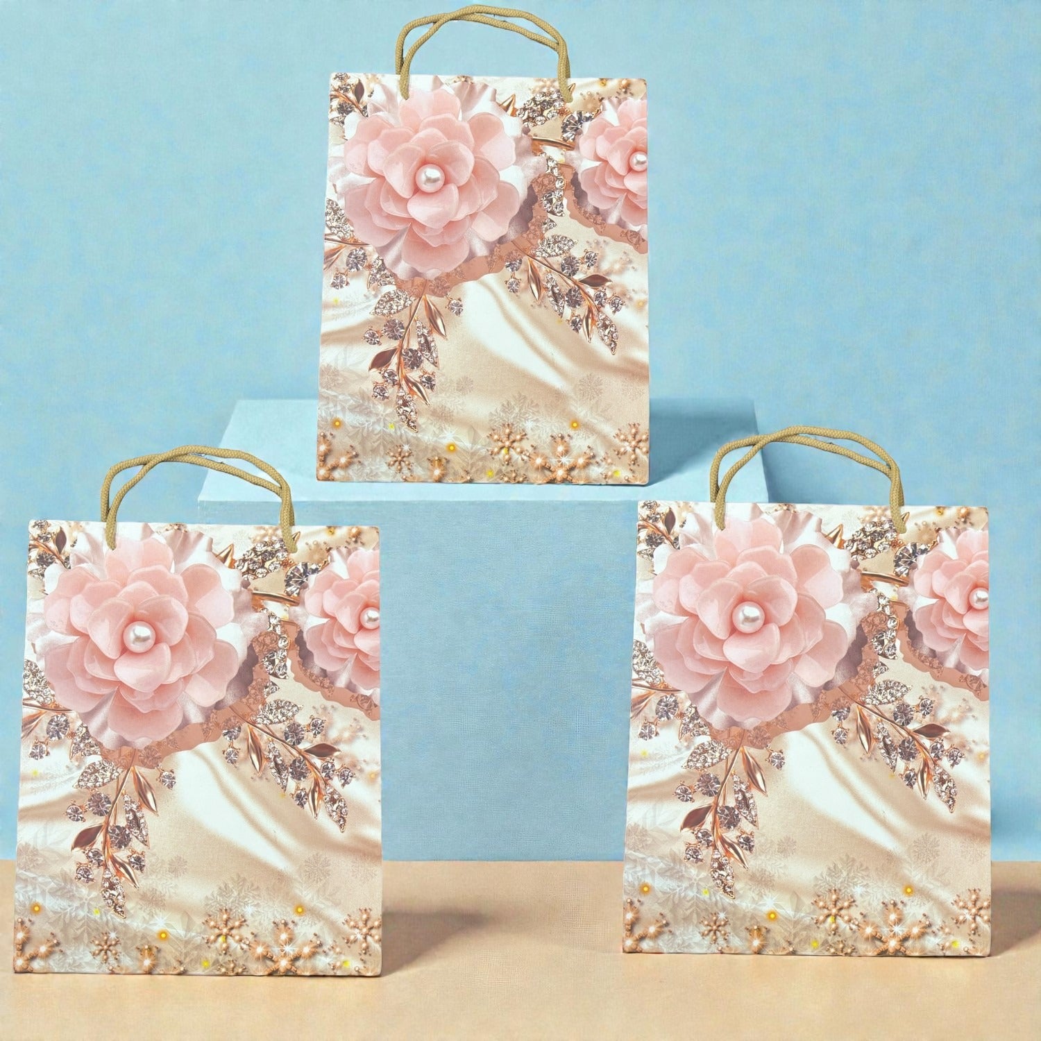 Paper Gift Bags for Gifting | Eco-Friendly Kraft Bags for Return Gifts, Parties, Festivals & Gift Packaging - Apkamart #Style_Pack Of 3