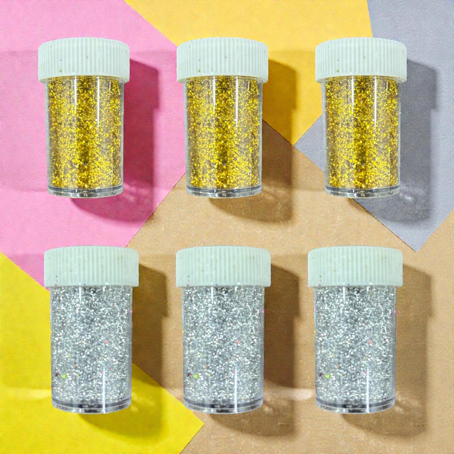 Dry Glitter for Craft Work Glitter Powder Sparkle Dust for Art and Craft DIY Decoration Projects - Apkamart #Style_Pack Of 6