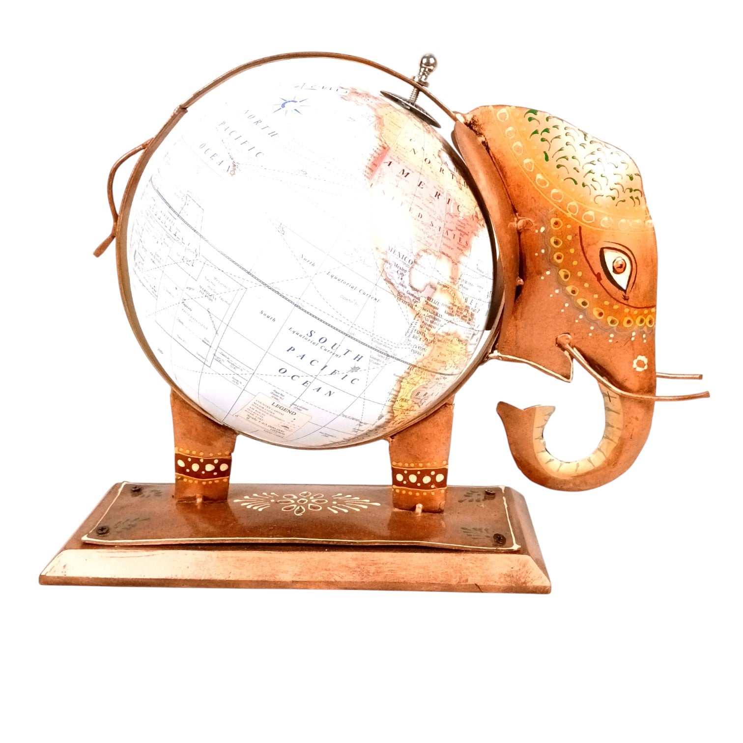 Handcrafted Elephant Globe Showpiece | Decorative Globe with Elephant Base | Unique Home & Office Decor, School Decor & Gift - 11 Inch - Apkamart