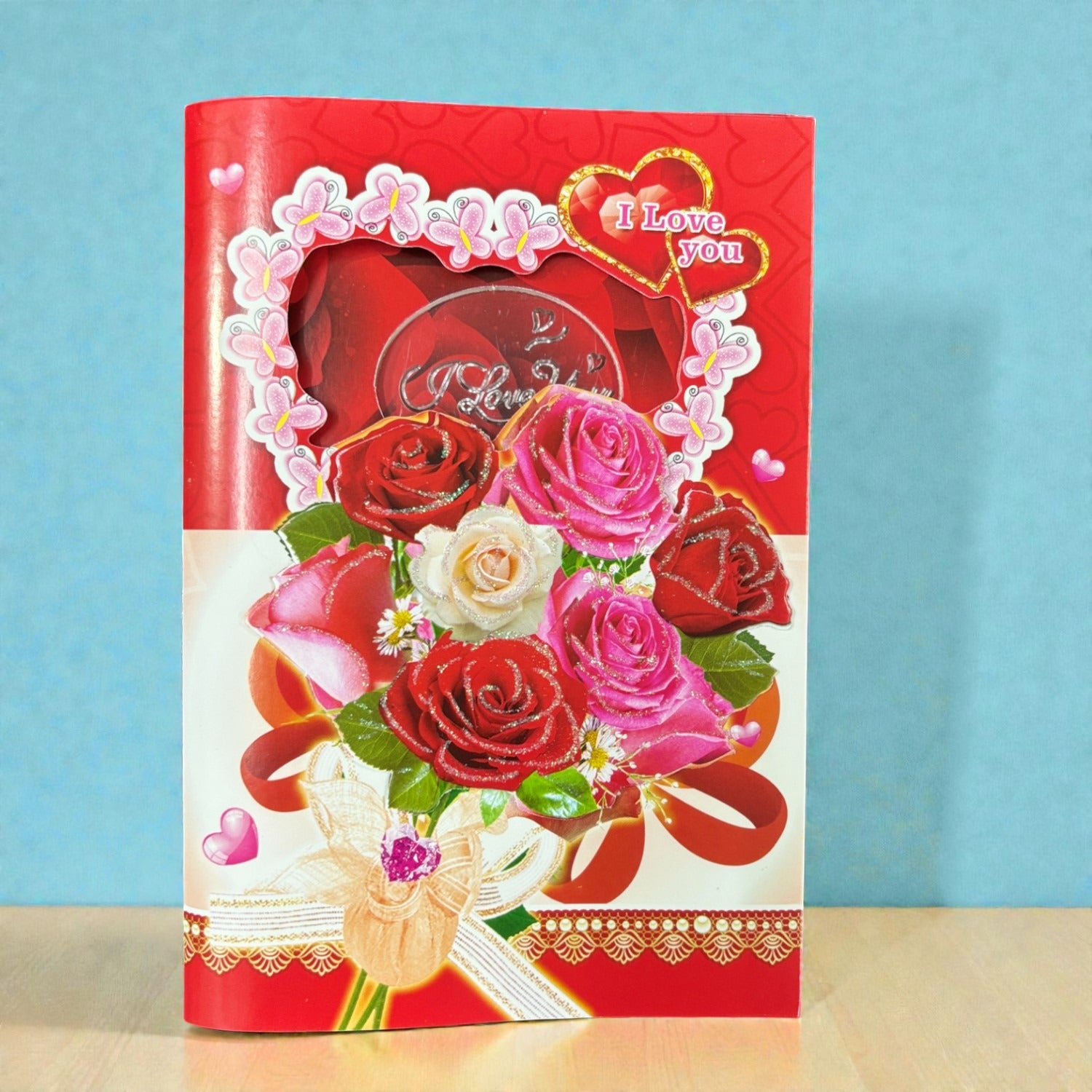 Romantic Valentine Card | Printed Love Greeting Card with Message Space Inside - Apkamart