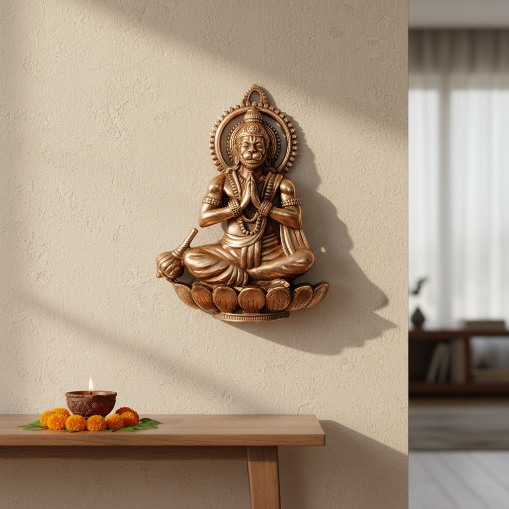 Hanuman Ji Wall Hanging – Copper, 16 Inch - Apkamart