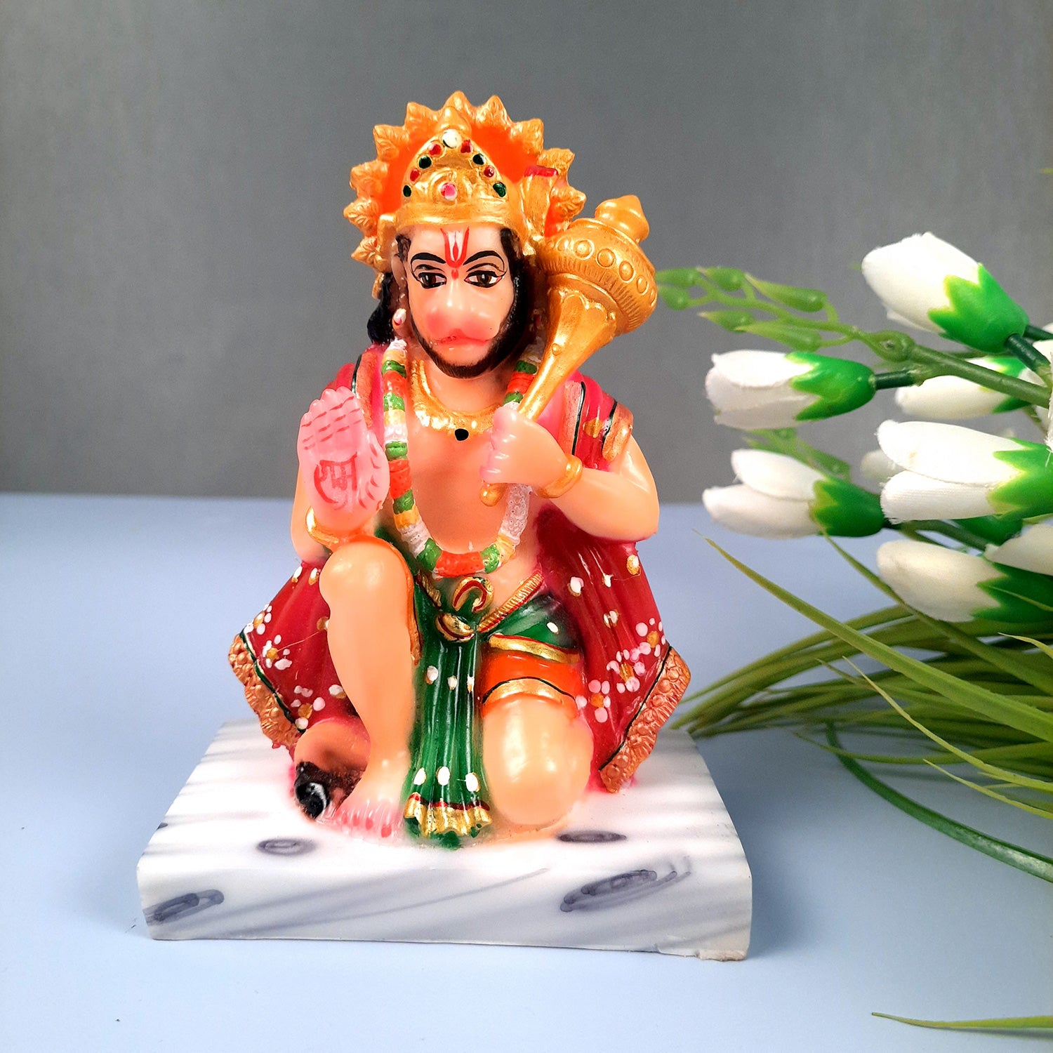 Hanuman Ji Statue Idol | Bajrangbali Murti - for Home, Puja, Living Room, Entrance, Office Desk, Table Decor & Gifts - 6 Inch - Apkamart