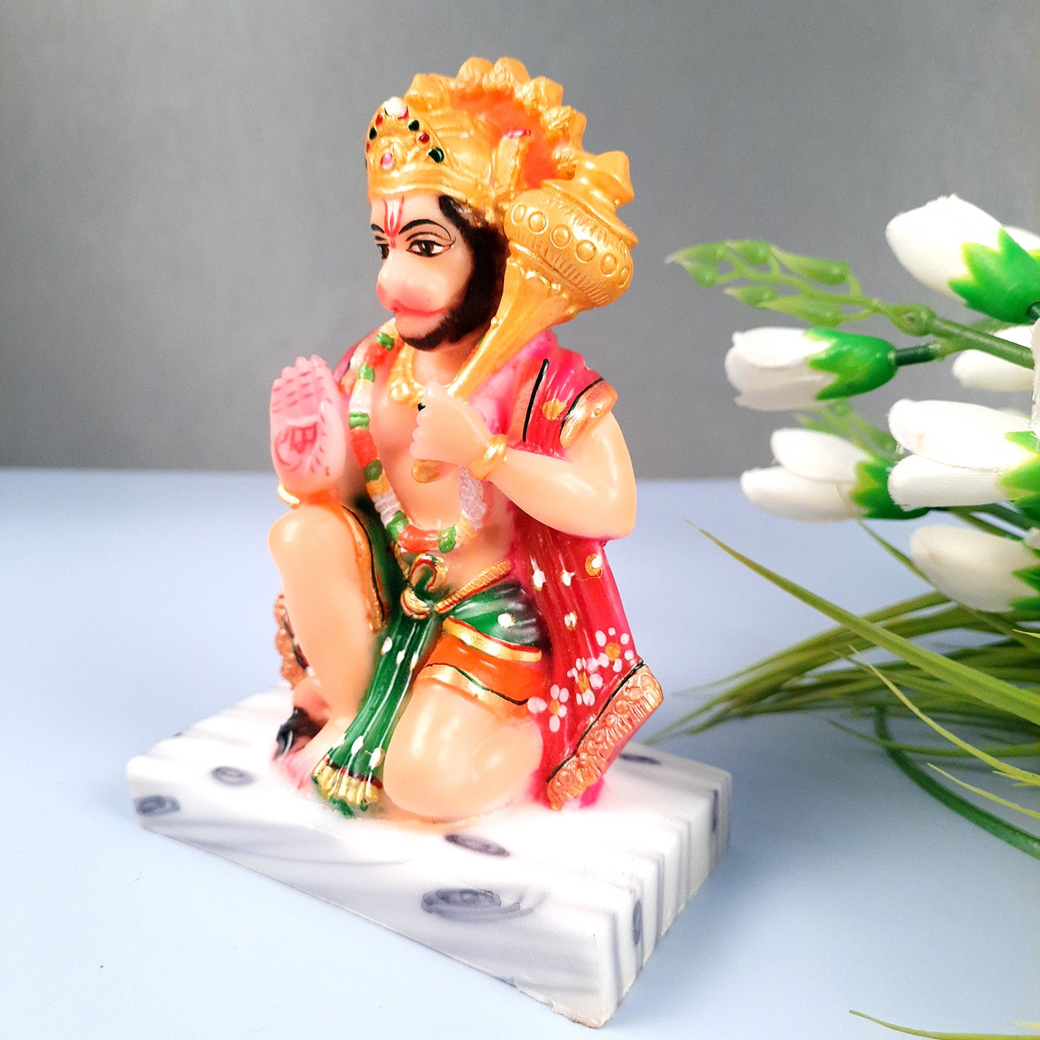 Hanuman Ji Statue Idol | Bajrangbali Murti - for Home, Puja, Living Room, Entrance, Office Desk, Table Decor & Gifts - 6 Inch - Apkamart