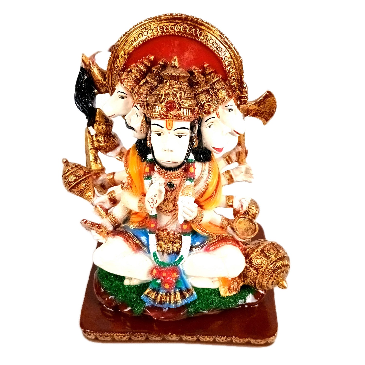 Panchmukhi Hanuman Statue | Lord Bajarang Bali Idol - for Home, Vastu, Puja, Living Room, Table, Entrance Decor & Gifts - 8 Inch - Apkamart