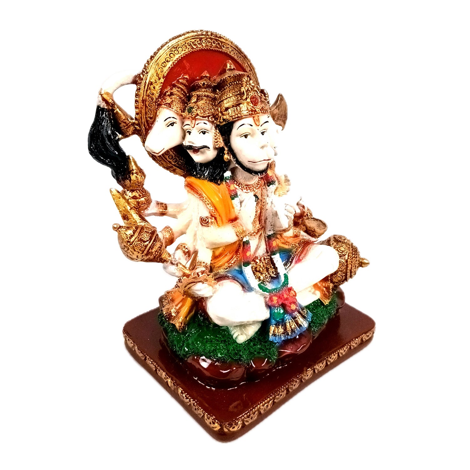 Panchmukhi Hanuman Statue | Lord Bajarang Bali Idol - for Home, Vastu, Puja, Living Room, Table, Entrance Decor & Gifts - 8 Inch - Apkamart