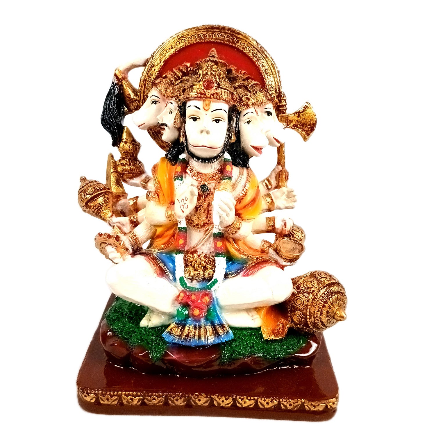 Panchmukhi Hanuman Statue | Lord Bajarang Bali Idol - for Home, Vastu, Puja, Living Room, Table, Entrance Decor & Gifts - 8 Inch - Apkamart