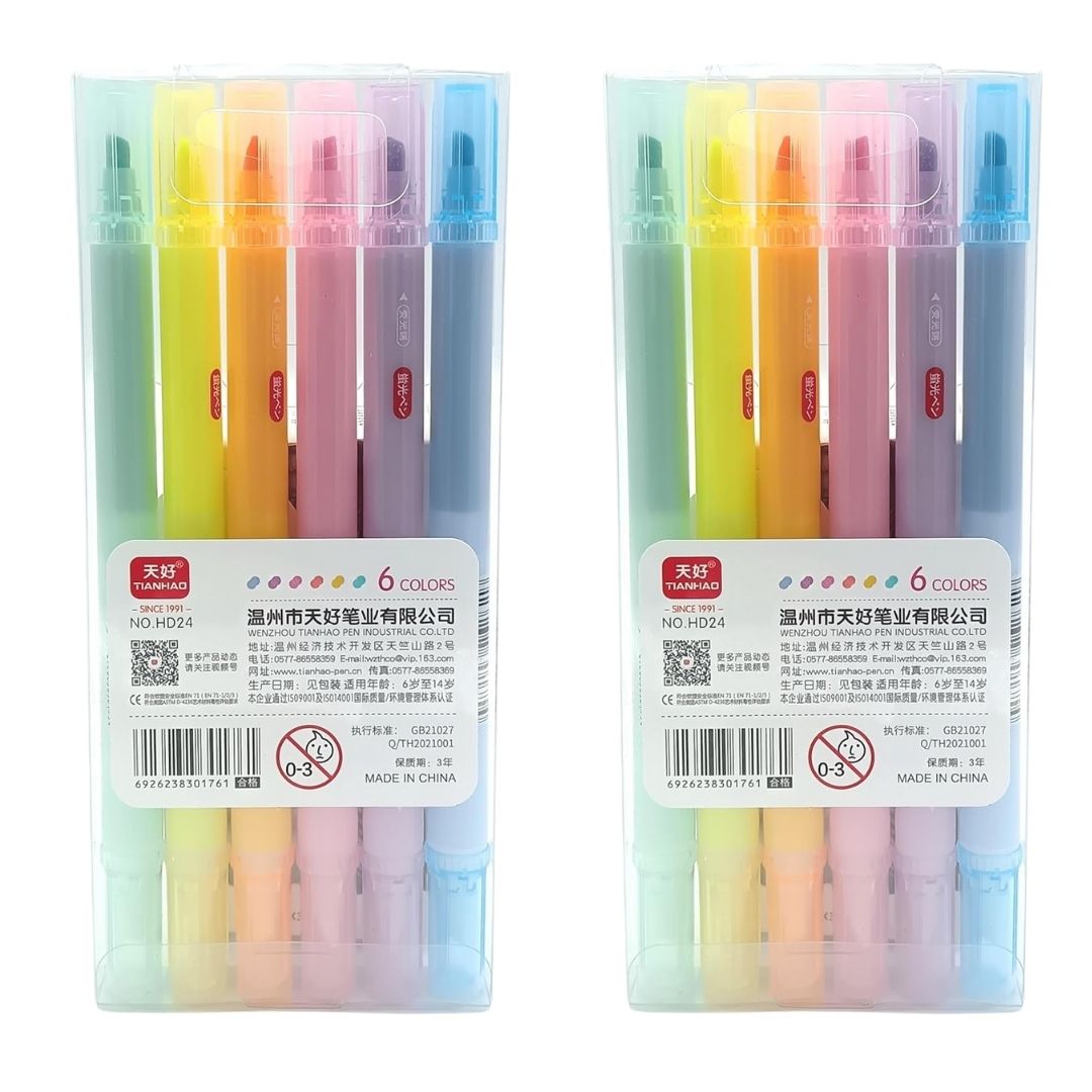 Highlighters | Double Headed Erasable Marker Pen Hi-lighters - for Girls, Boys, School, Crafts, Drawing, Birthday Gift & Return Gifts - Apkamart #Style_pack of 2