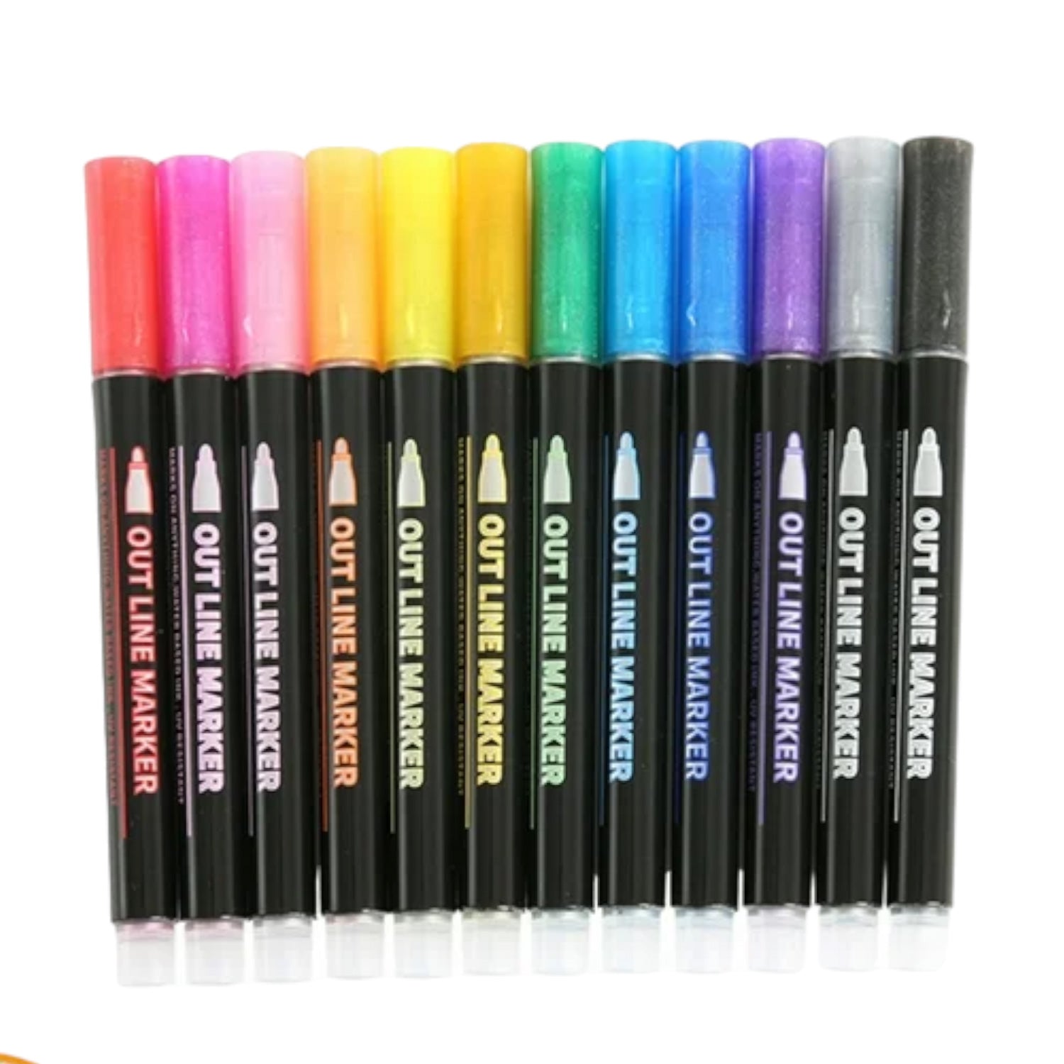 Marker Highlighters Pen | Out Line Pens in 12 Colors - for Girls, Boys, School, Crafts, Drawing, Birthday Gift & Return Gifts - Apkamart #Style_pack of 1