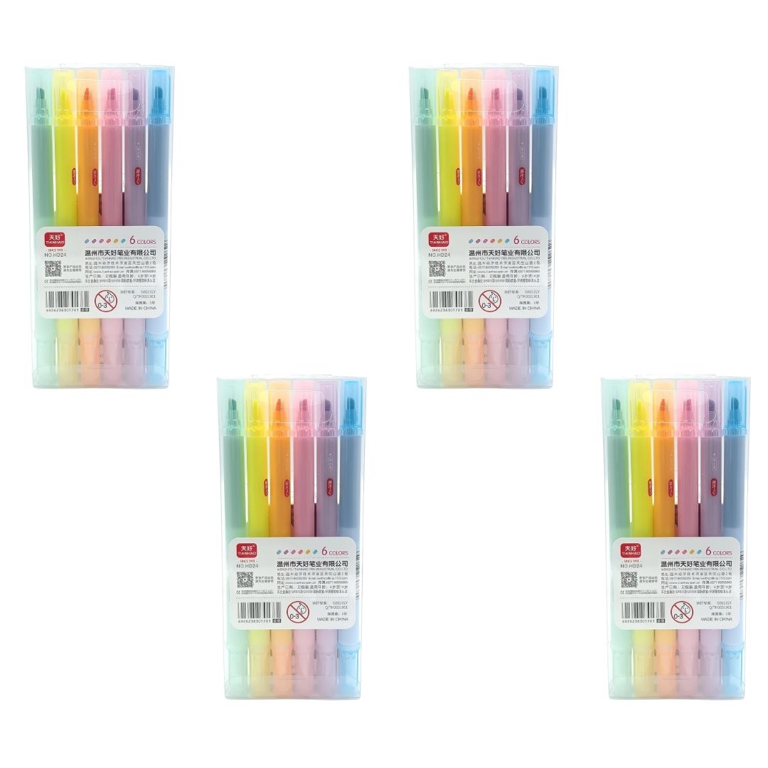 Highlighters | Double Headed Erasable Marker Pen Hi-lighters - for Girls, Boys, School, Crafts, Drawing, Birthday Gift & Return Gifts - Apkamart #Style_pack of 3