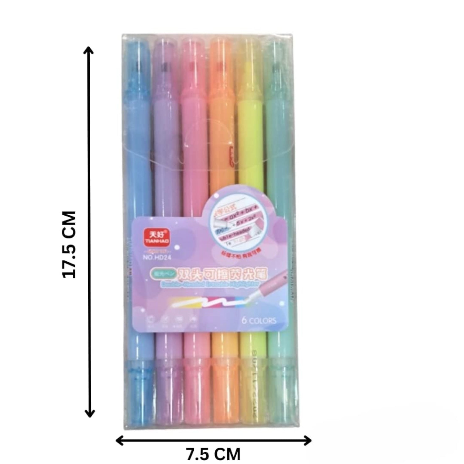 Highlighters | Double Headed Erasable Marker Pen Hi-lighters - for Girls, Boys, School, Crafts, Drawing, Birthday Gift & Return Gifts - Apkamart