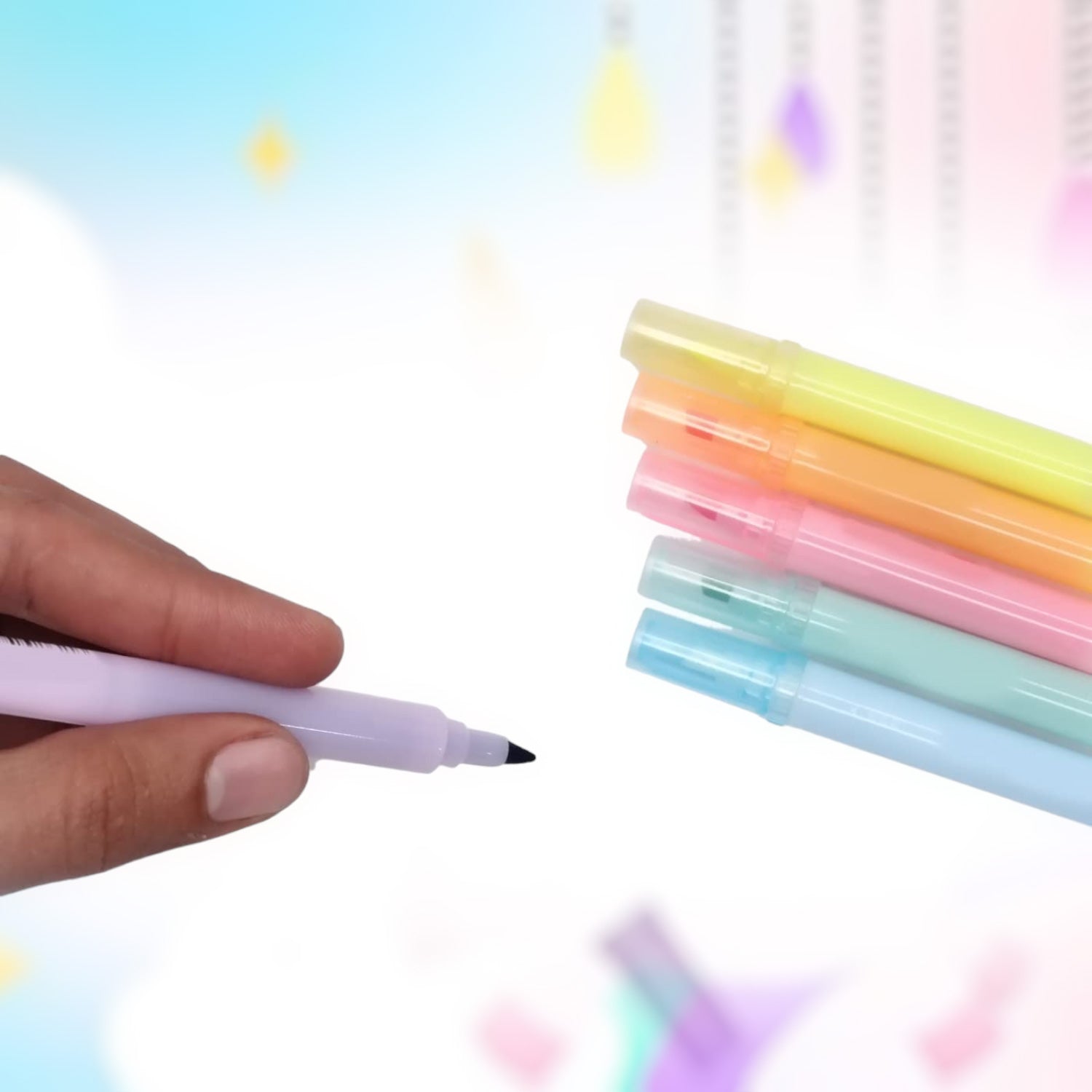 Highlighters | Double Headed Erasable Marker Pen Hi-lighters - for Girls, Boys, School, Crafts, Drawing, Birthday Gift & Return Gifts - Apkamart
