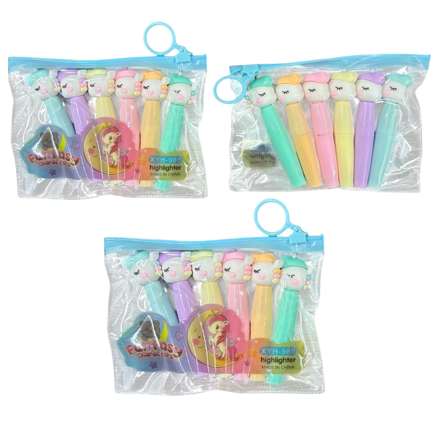 Highlighter Set | 6 Multicolor Pens in Each Set | Cute Cartoon Highlighters for Kids | Fun Stationery for School, Drawing, Art, Journaling, Study & Return Gifts - Apkamart #Style_Pack Of 3