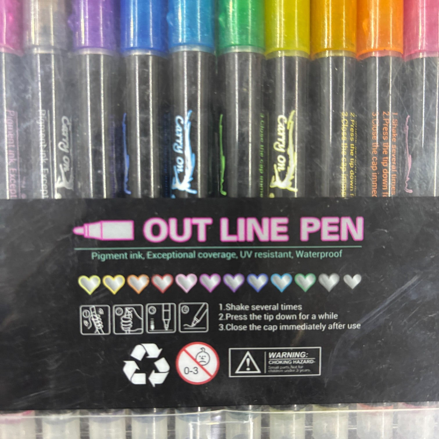 Marker Highlighters Pen | Outline Pens in 12 Colors in Each Pack – Dual Tone Metallic Markers for Kids, Girls, Boys, Students, Drawing, Birthday & Return Gifts