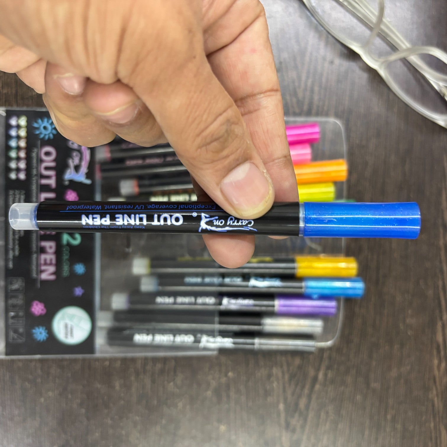 Marker Highlighters Pen | Outline Pens in 12 Colors in Each Pack – Dual Tone Metallic Markers for Kids, Girls, Boys, Students, Drawing, Birthday & Return Gifts