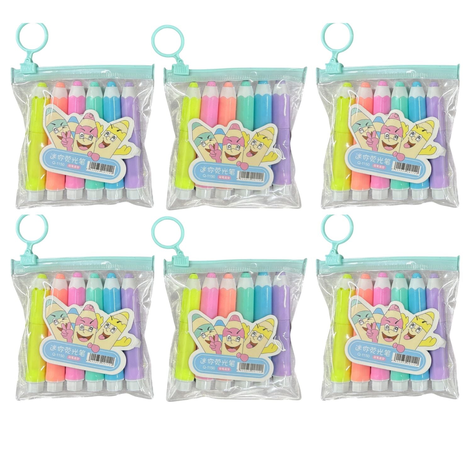 Highlighter Set | 6 Multicolor Pens in Each Set | Cute Pencil Shape Highlighters for Kids | Fun Stationery for School, Drawing, Art, Study & Return Gifts - Apkamart #Style_Pack Of 6