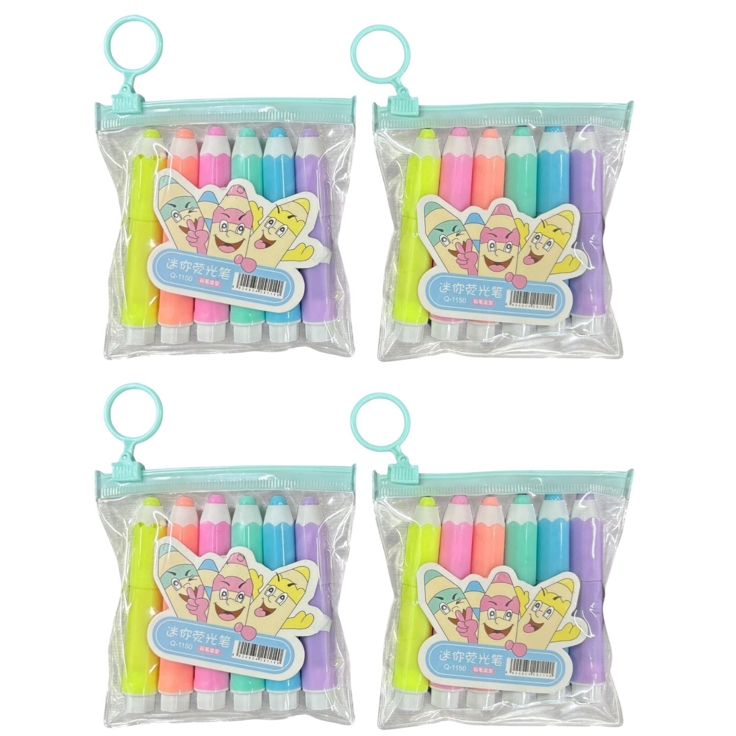 Highlighter Set | 6 Multicolor Pens in Each Set | Cute Pencil Shape Highlighters for Kids | Fun Stationery for School, Drawing, Art, Study & Return Gifts - Apkamart #Style_Pack Of 4