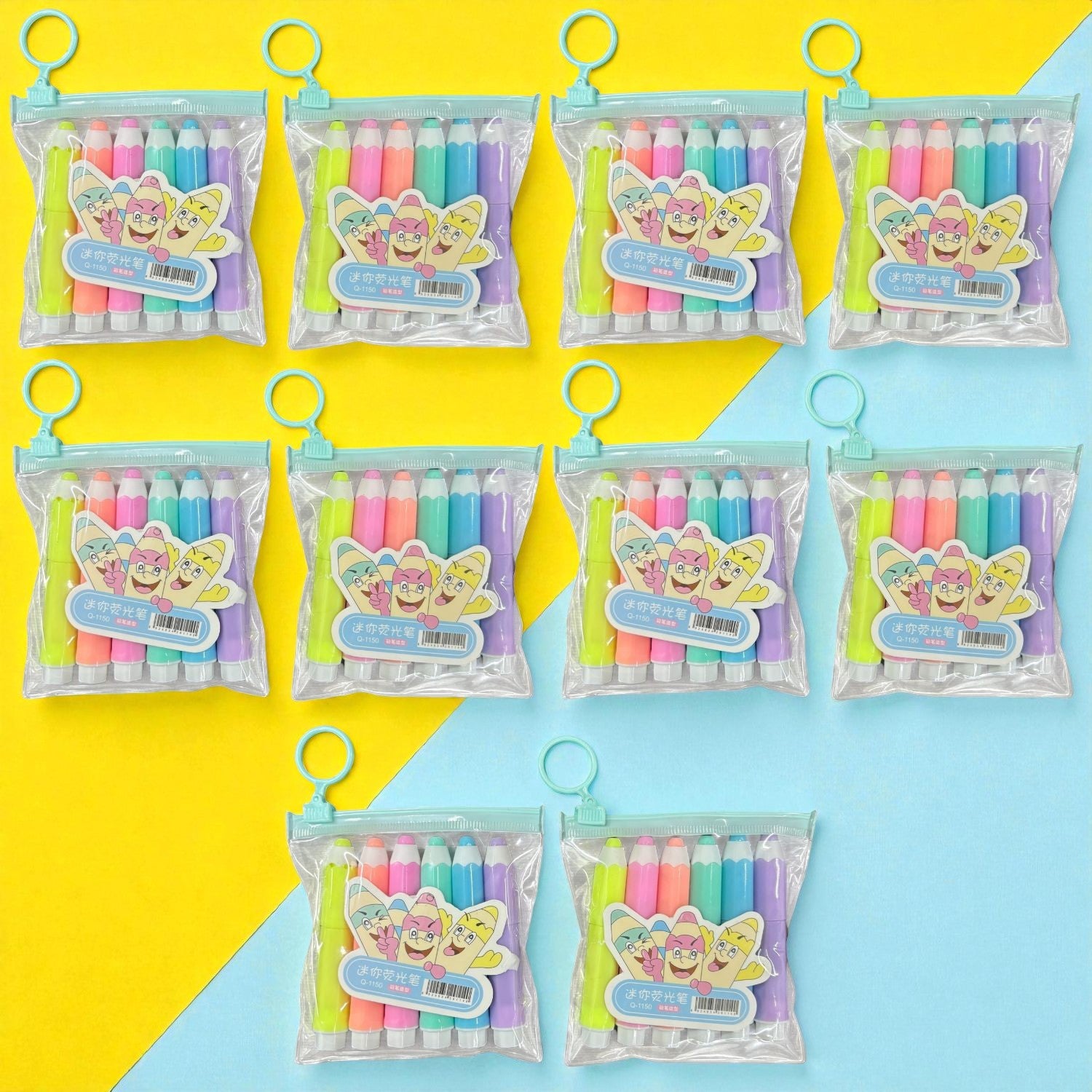 Highlighter Set | 6 Multicolor Pens in Each Set | Cute Pencil Shape Highlighters for Kids | Fun Stationery for School, Drawing, Art, Study & Return Gifts - Apkamart #Style_Pack Of 10