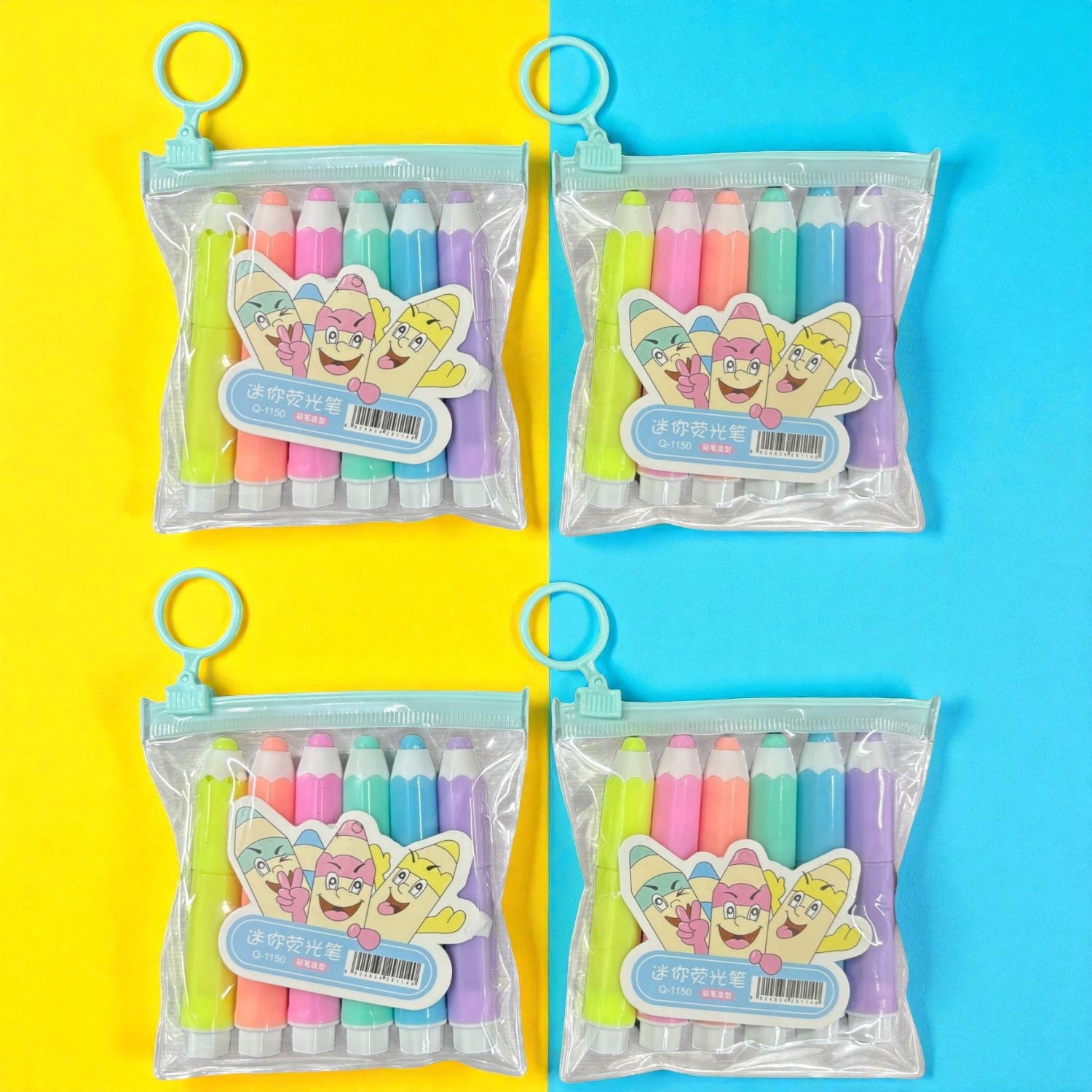 Highlighter Set | 6 Multicolor Pens in Each Set | Cute Pencil Shape Highlighters for Kids | Fun Stationery for School, Drawing, Art, Study & Return Gifts - Apkamart #Style_Pack Of 4
