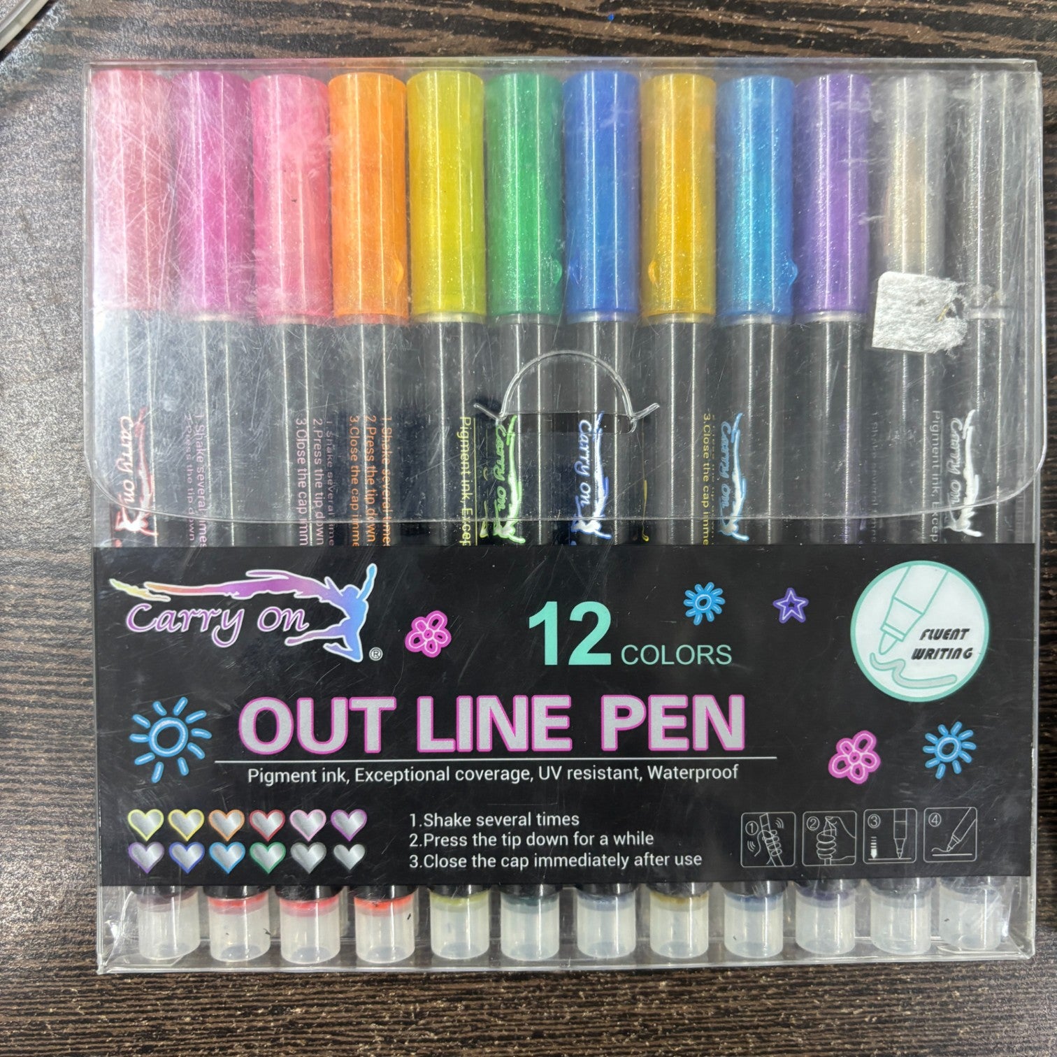 Marker Highlighters Pen | Outline Pens in 12 Colors in Each Pack – Dual Tone Metallic Markers for Kids, Girls, Boys, Students, Drawing, Birthday & Return Gifts