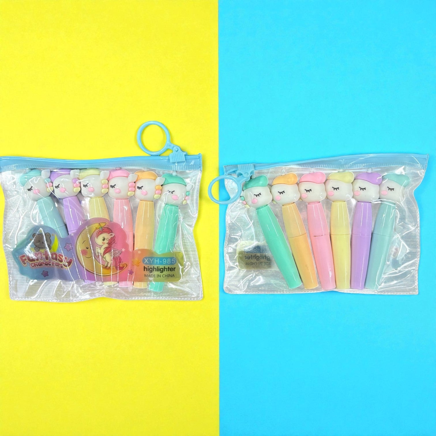 Highlighter Set | 6 Multicolor Pens in Each Set | Cute Cartoon Highlighters for Kids | Fun Stationery for School, Drawing, Art, Journaling, Study & Return Gifts - Apkamart #Style_Pack Of 2