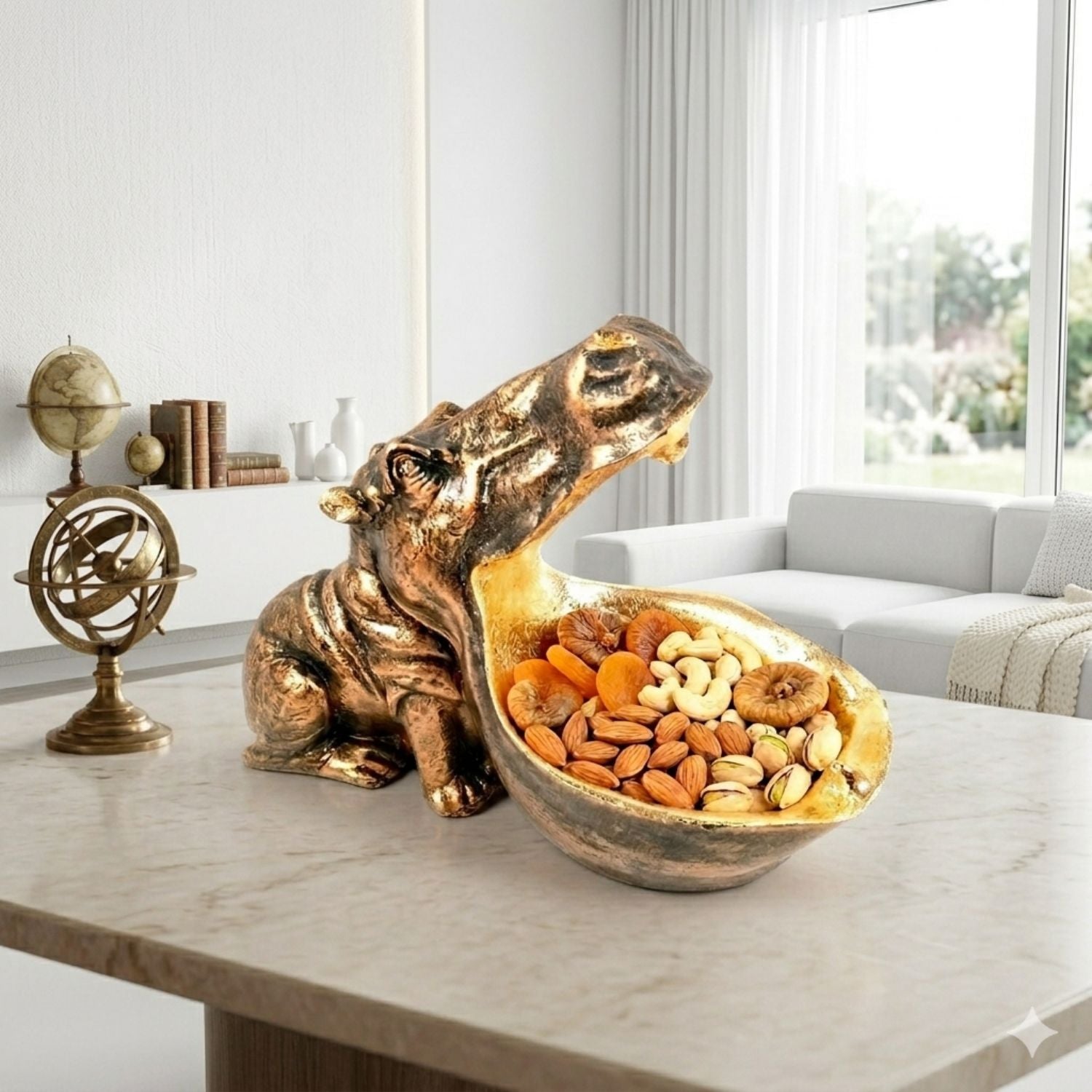 Big Mouth Hippopotamus Statue | Hippo Showpiece for Vastu & Home Décor | Decorative Animal Figurine for Living Room, Office Table & Gifting - 10 Inch - Apkamart