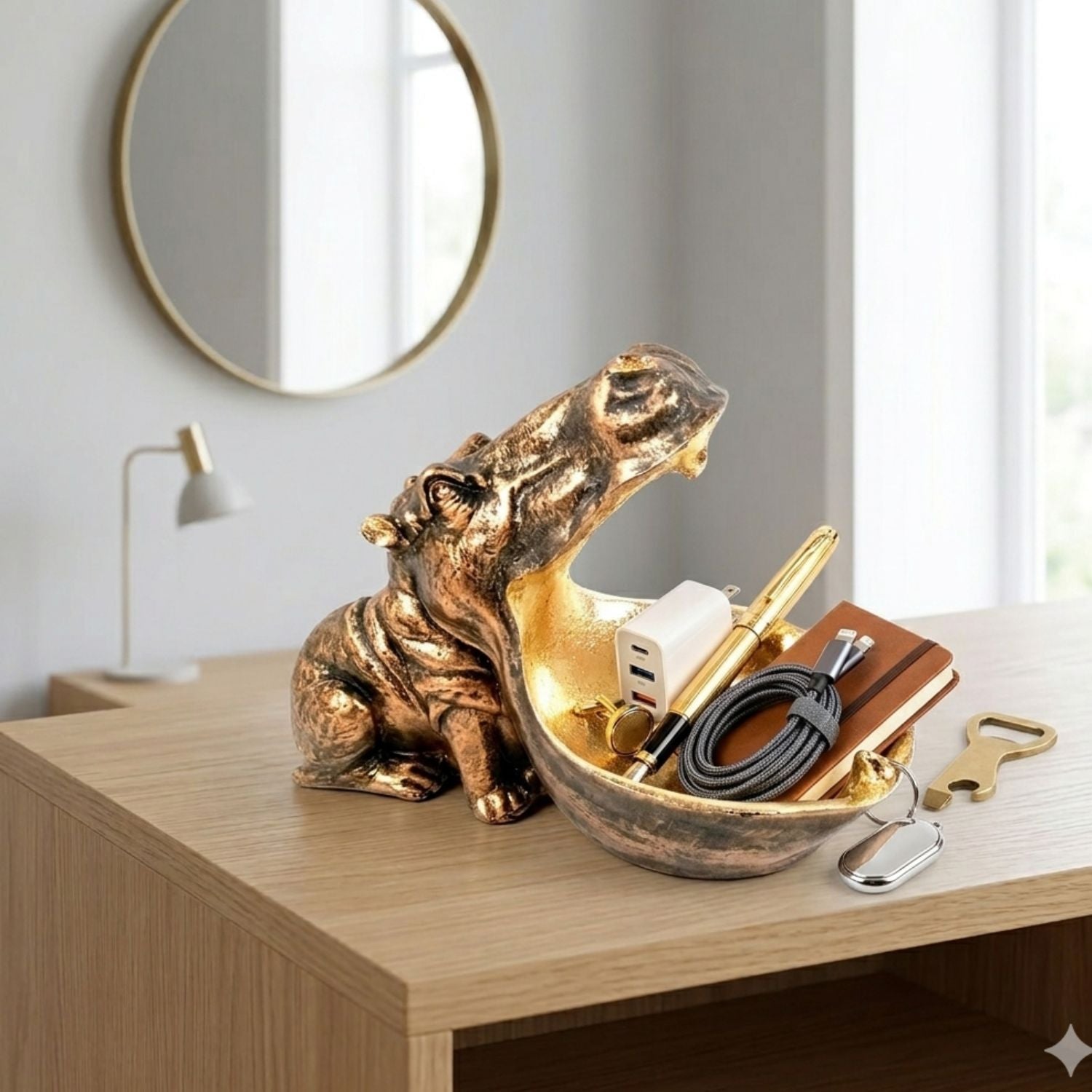 Big Mouth Hippopotamus Statue | Hippo Showpiece for Vastu & Home Décor | Decorative Animal Figurine for Living Room, Office Table & Gifting - 10 Inch - Apkamart