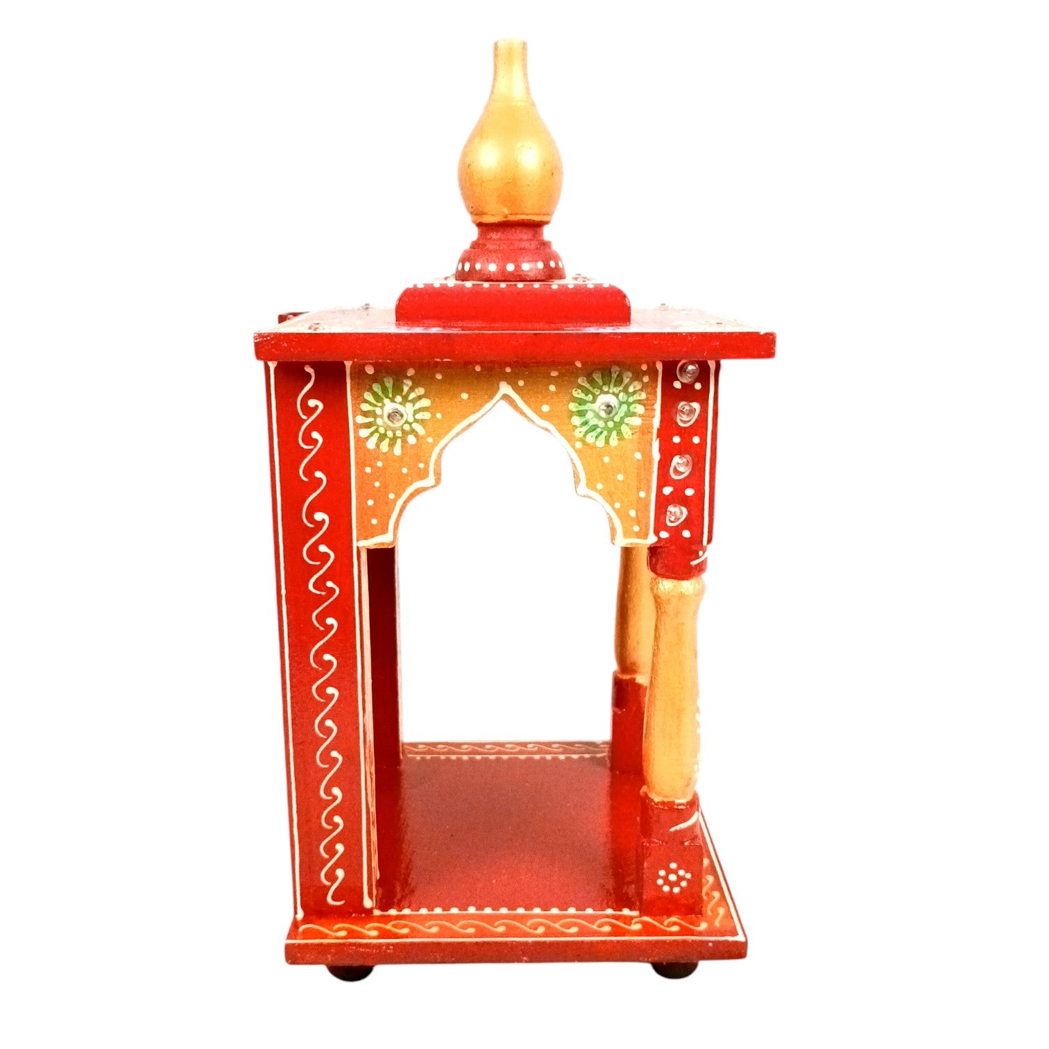 Wooden Temple | Wooden Mandir for Home & Office | Single Idol Pooja Mandir – Compact & Handcrafted Temple for One God Idol – Ideal for Puja Room, Gift & Home Decor - 12 Inch - Apkamart