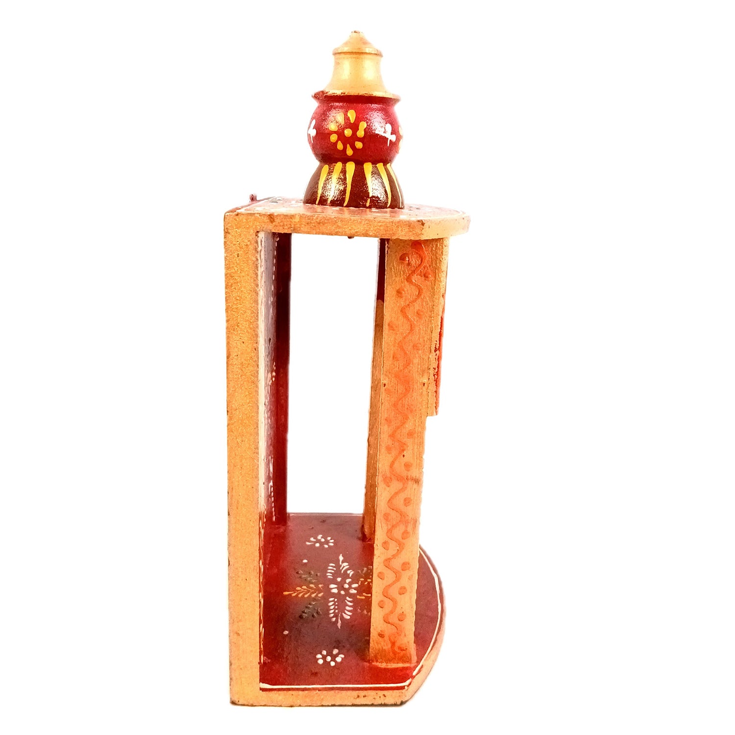 Pooja Mandir | Home Temple Wooden Wall Mounted | Hanging Puja Stand / Unit Small – For God, House, Puja Ghar, Office & Shop - 11 Inch - Apkamart #Style_Design 1