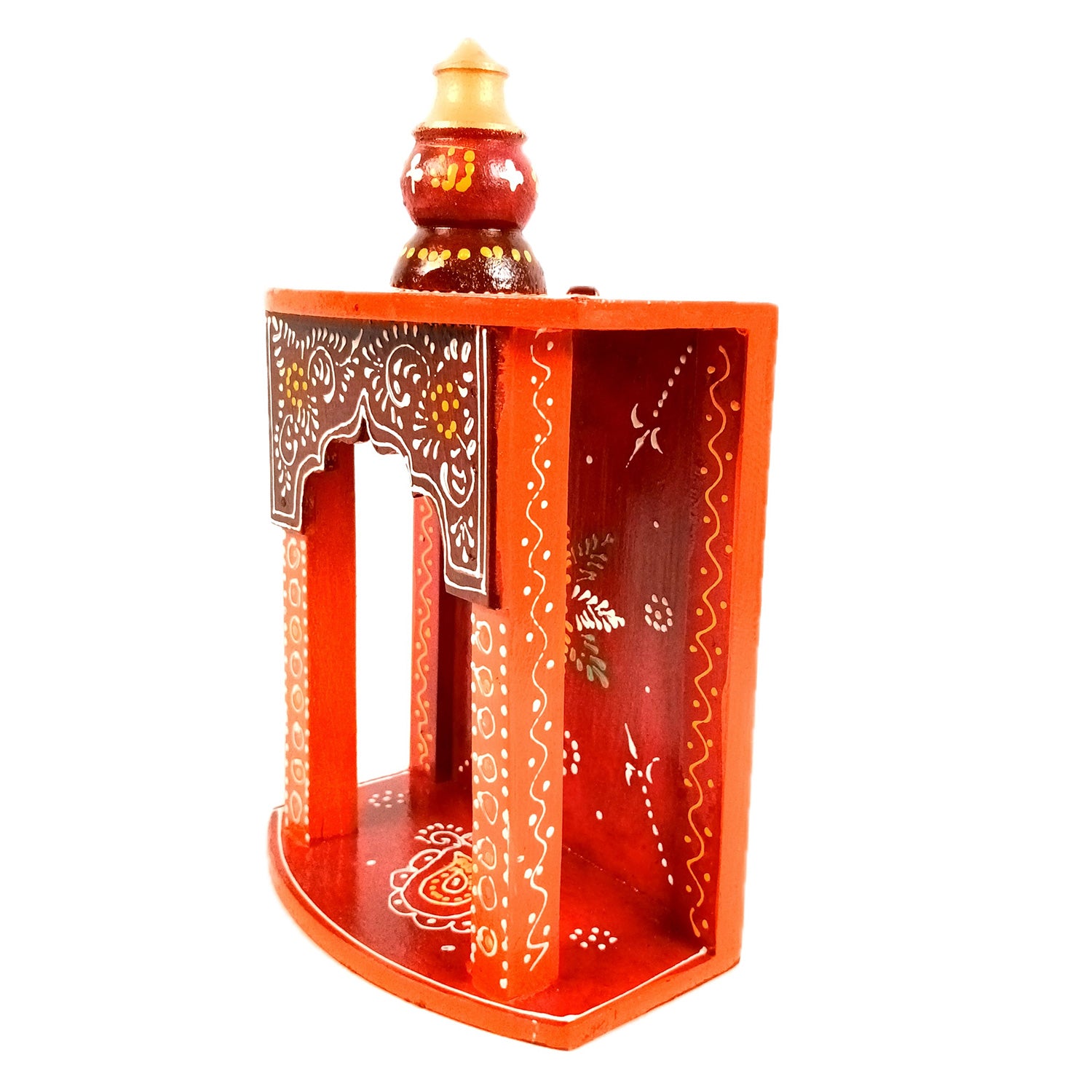 Home Temple | Pooja Mandir Small | Wooden Wall Mounted Puja Unit / Stand - for God, House, Office & Shop - 11 Inch - Apkamart