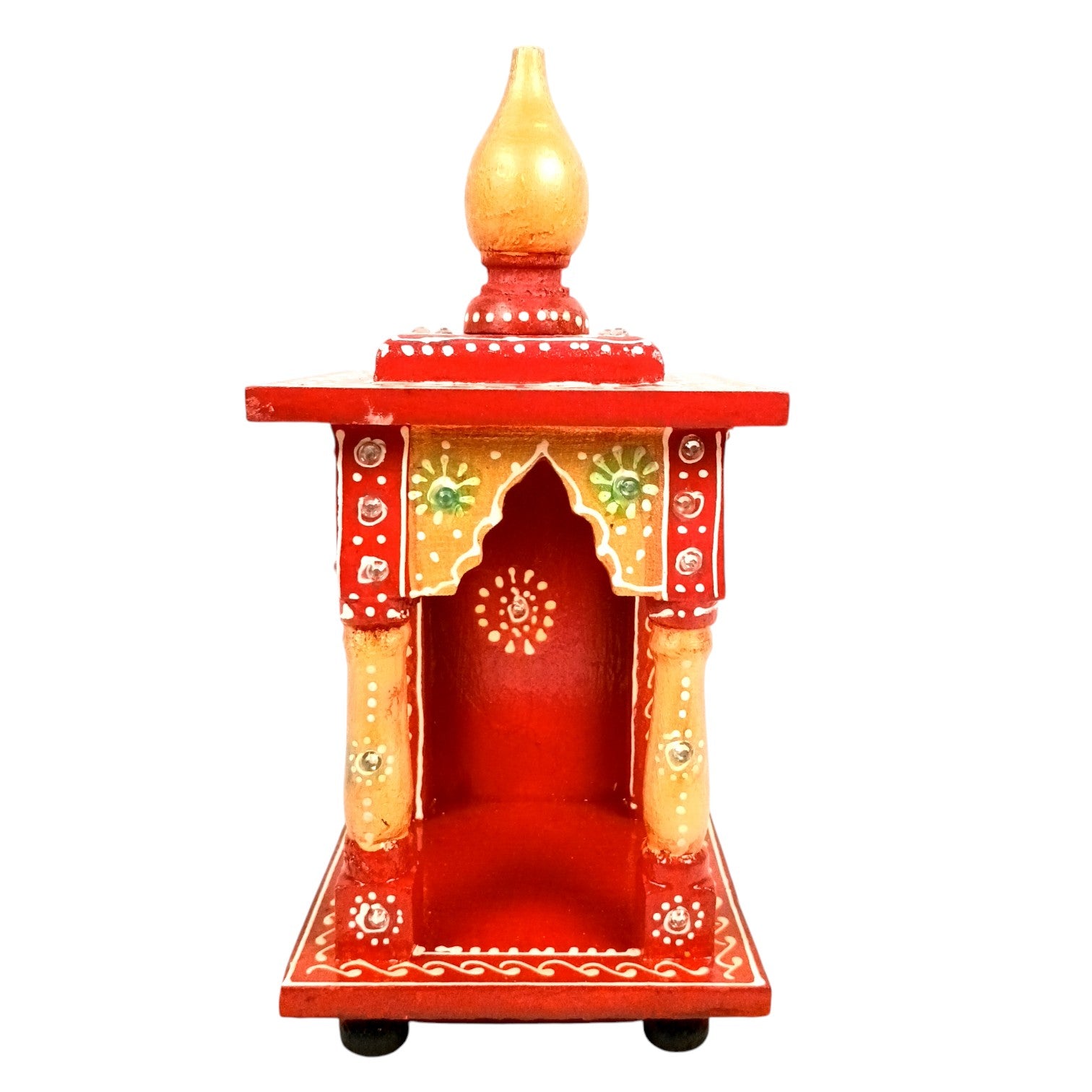 Wooden Temple | Wooden Mandir for Home & Office | Single Idol Pooja Mandir – Compact & Handcrafted Temple for One God Idol – Ideal for Puja Room, Gift & Home Decor - 10 Inch - Apkamart