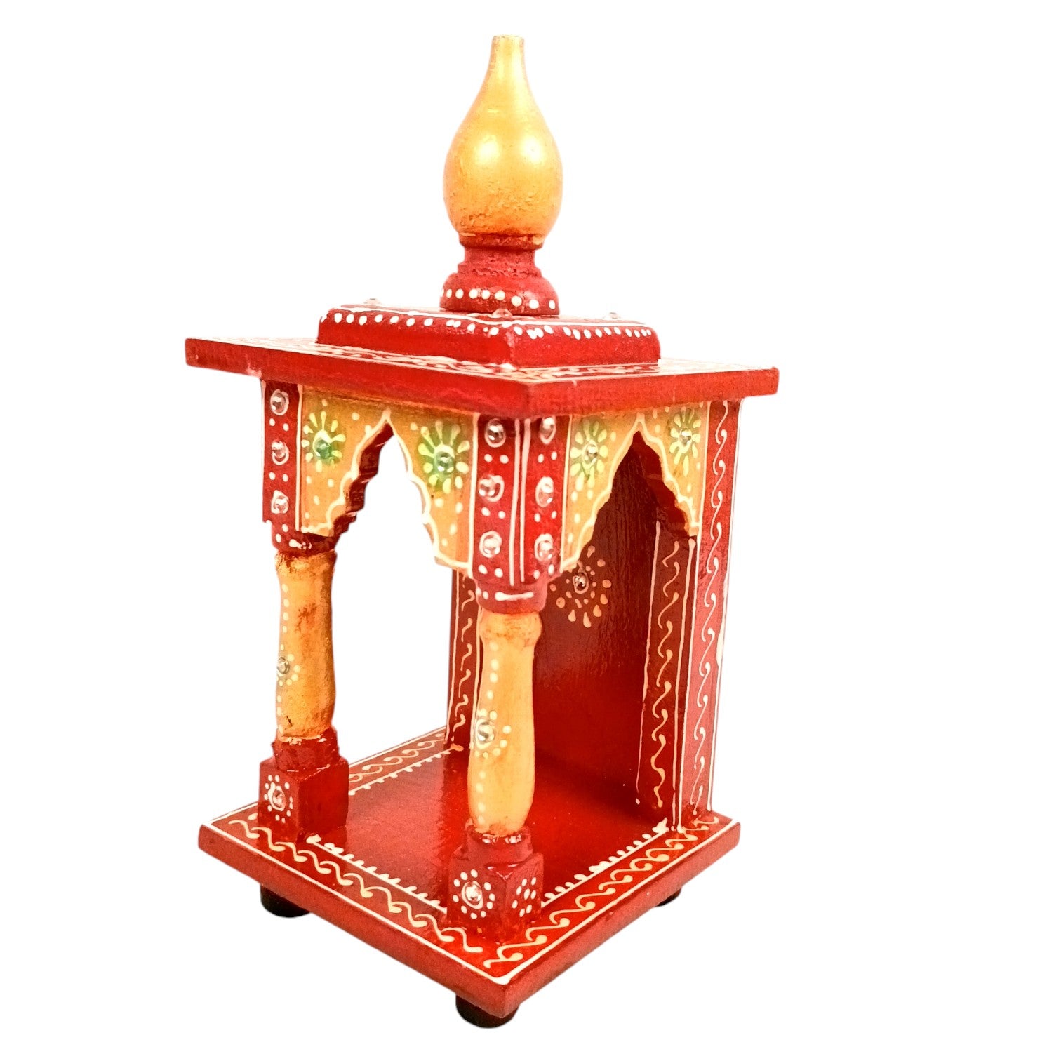 Wooden Temple | Wooden Mandir for Home & Office | Single Idol Pooja Mandir – Compact & Handcrafted Temple for One God Idol – Ideal for Puja Room, Gift & Home Decor - 10 Inch - Apkamart