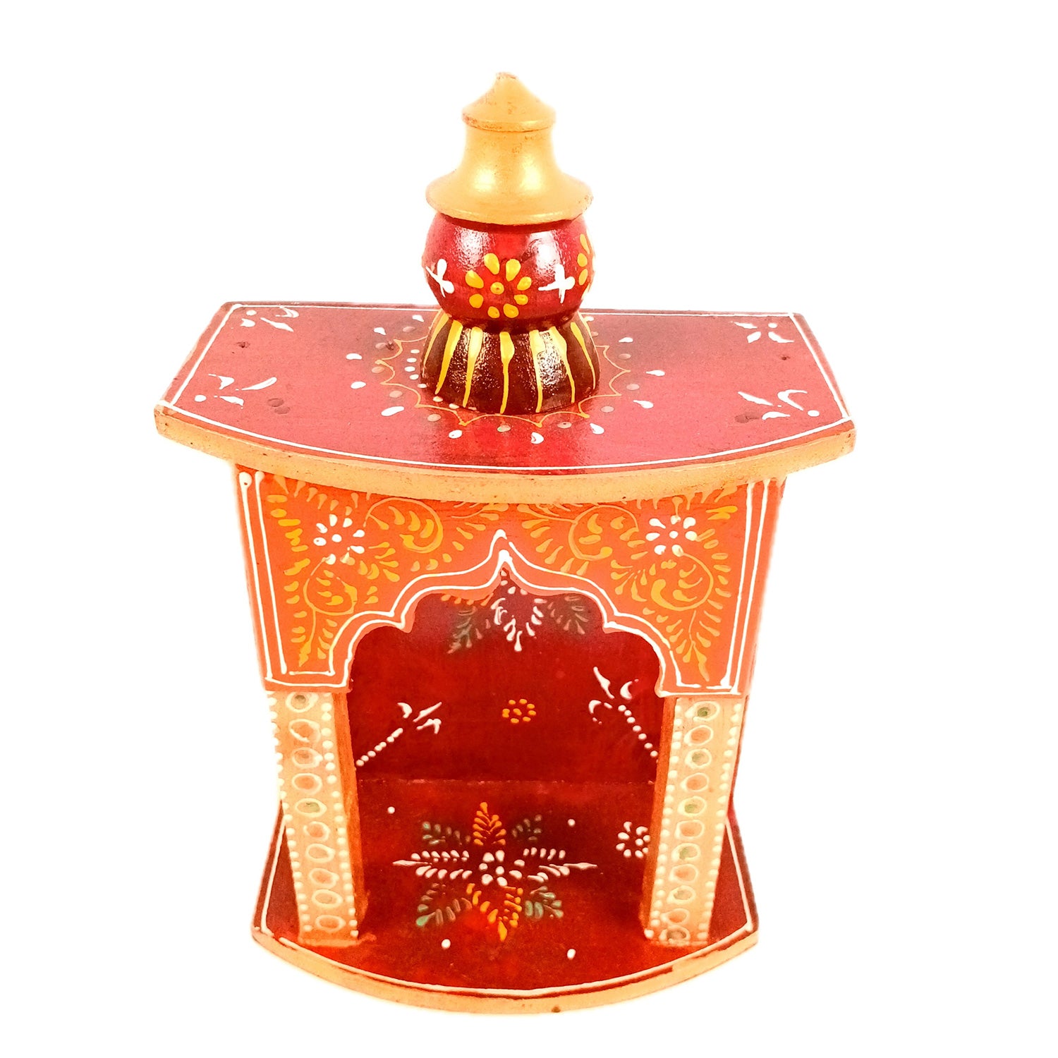 Pooja Mandir | Home Temple Wooden Wall Mounted | Hanging Puja Stand / Unit Small – For God, House, Puja Ghar, Office & Shop - 11 Inch - Apkamart #Style_Design 1