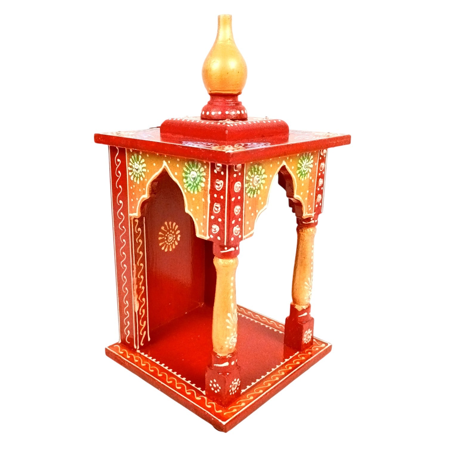 Wooden Temple | Wooden Mandir for Home & Office | Single Idol Pooja Mandir – Compact & Handcrafted Temple for One God Idol – Ideal for Puja Room, Gift & Home Decor - 12 Inch - Apkamart