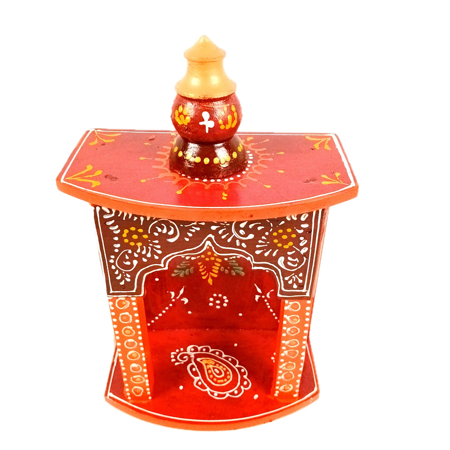 Home Temple | Pooja Mandir Small | Wooden Wall Mounted Puja Unit / Stand - for God, House, Office & Shop - 11 Inch - Apkamart